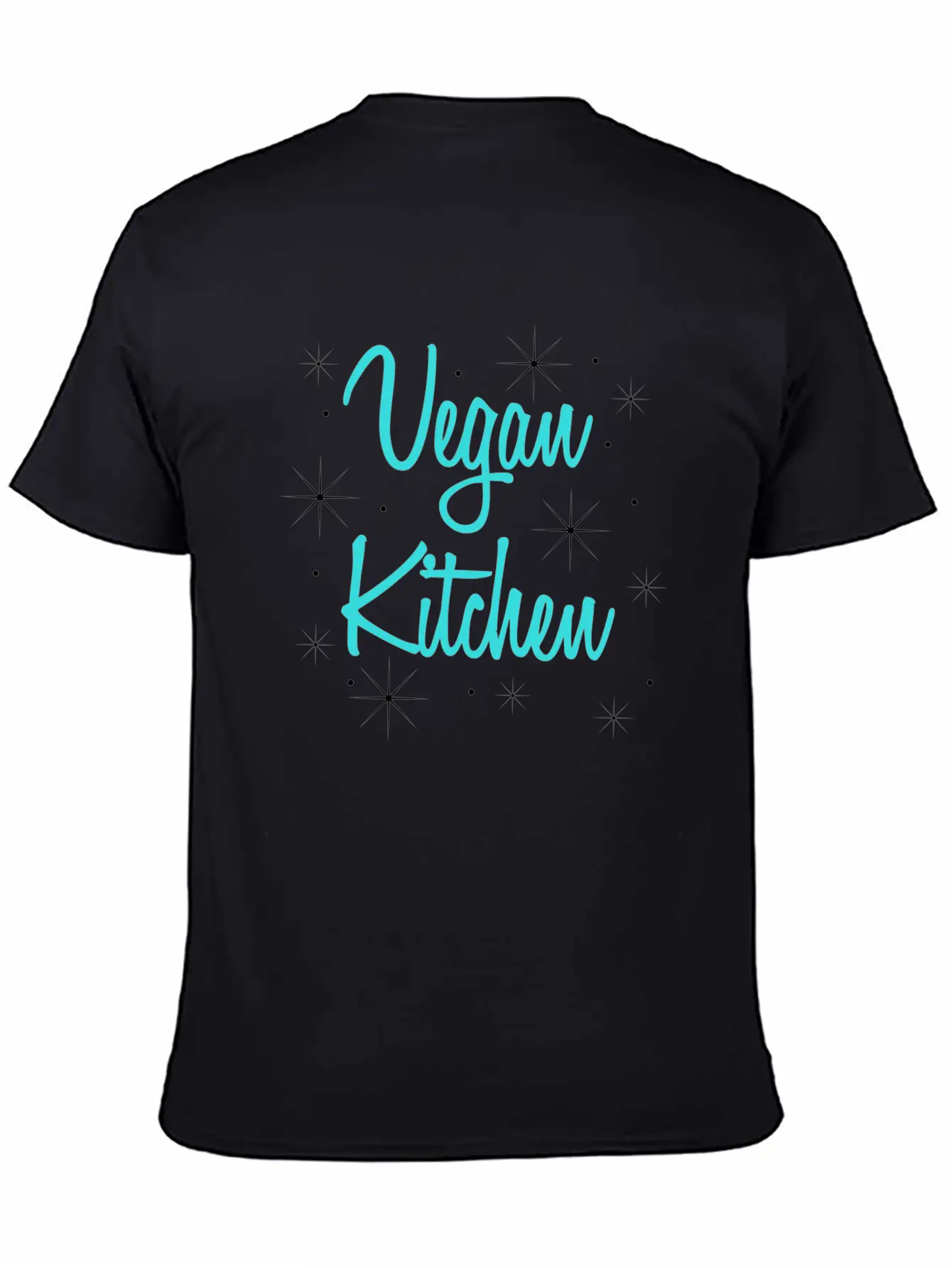 Vegan Kitchen Vintage Retro Diner Turquoise Black Lightweight Cotton T-Shirt – Daily Comfort Graphic Shirt