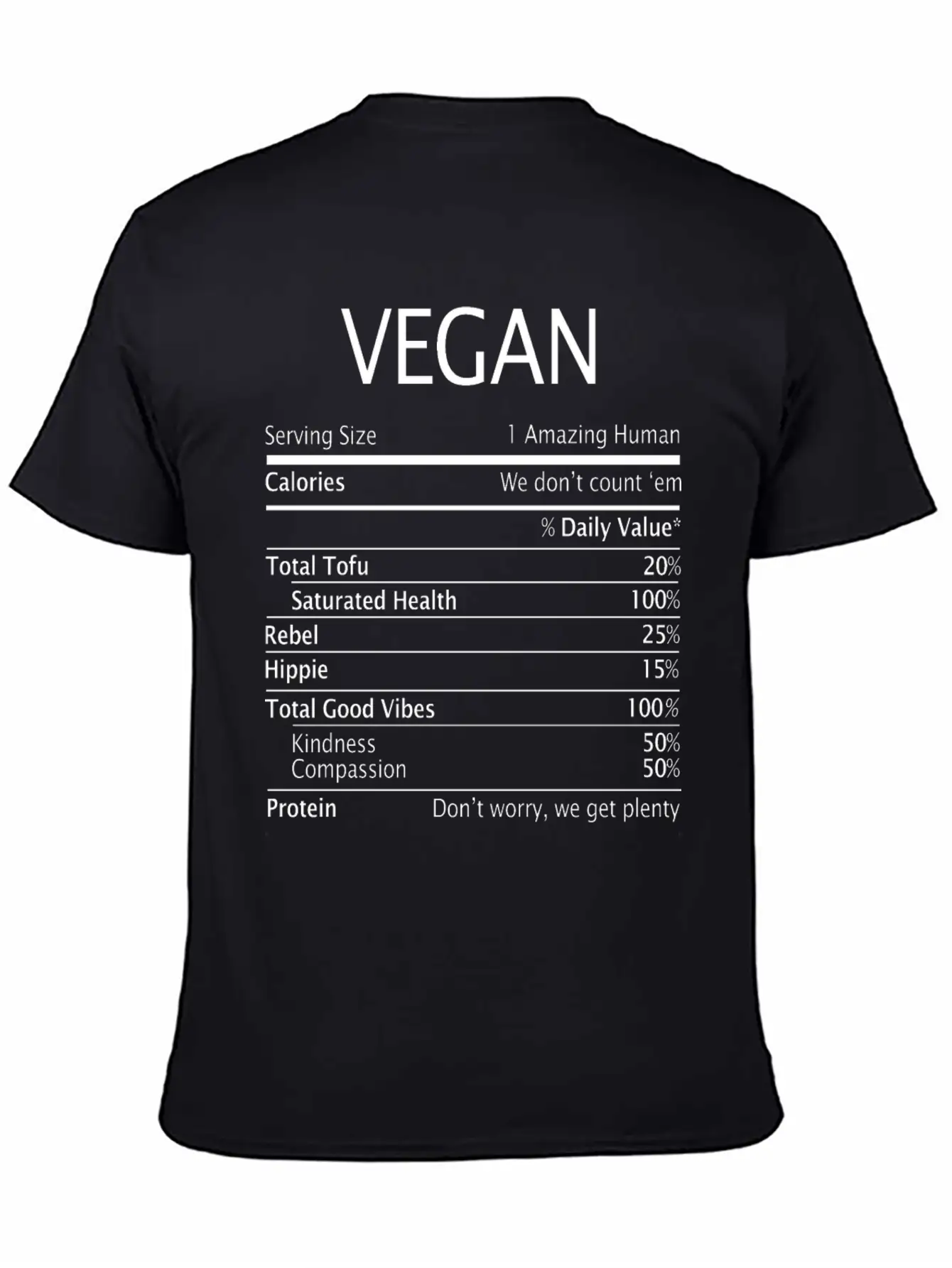 Vegan Nutrition Facts Classic Fit Graphic Tee For Daily Comfort – Unisex Cotton Shirt