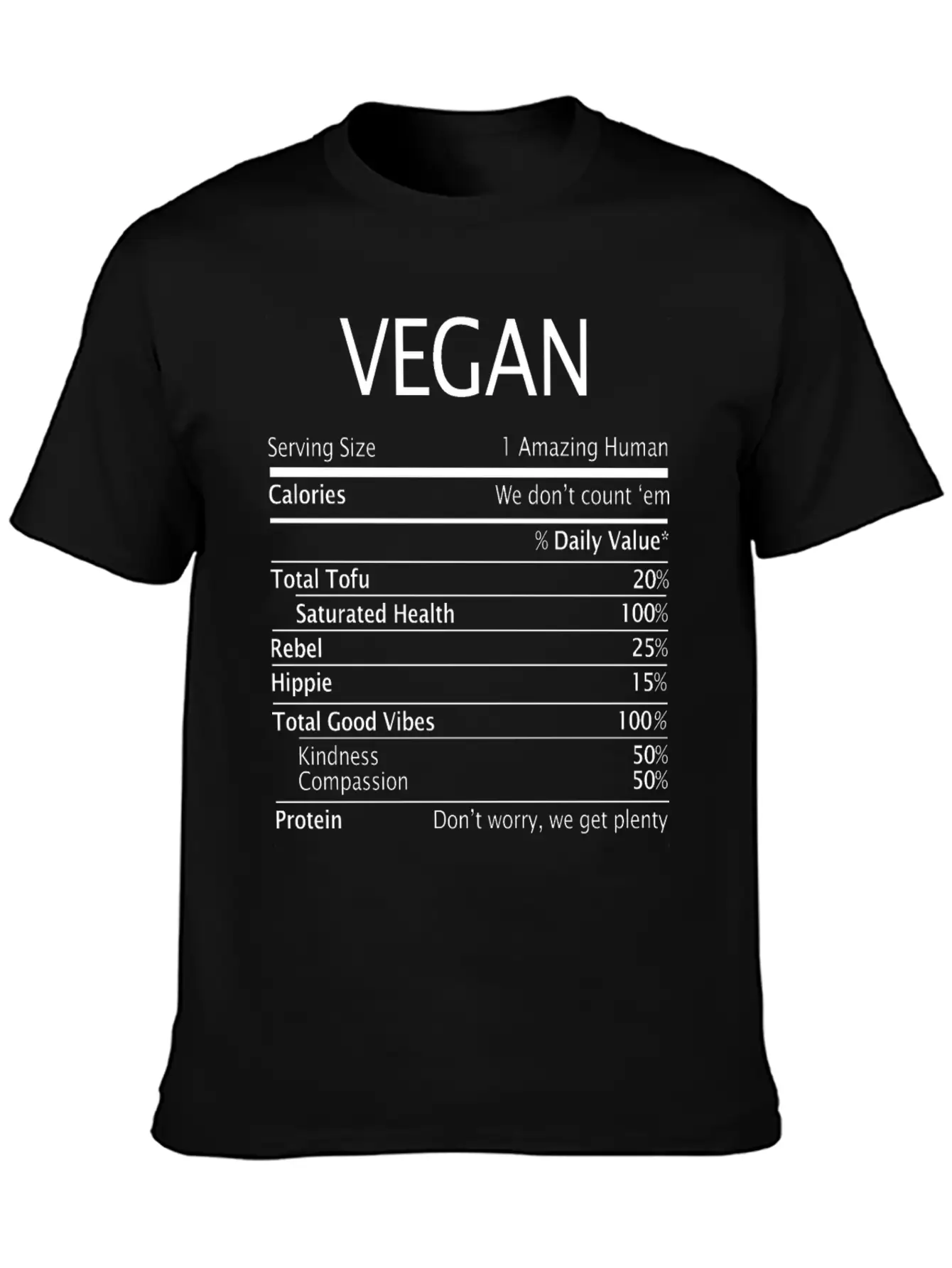 Vegan Nutrition Facts Classic Fit Graphic Tee For Daily Comfort – Unisex Cotton Shirt