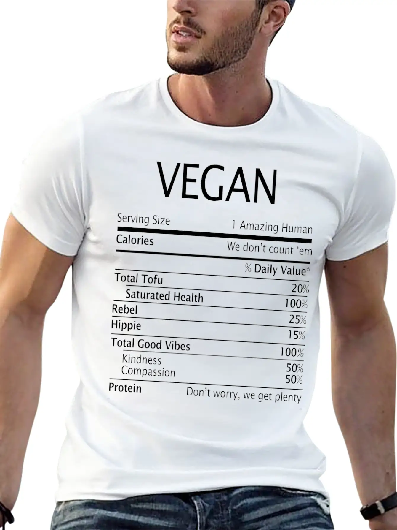Vegan Nutrition Facts Classic Fit Graphic Tee For Daily Comfort – Unisex Cotton Shirt