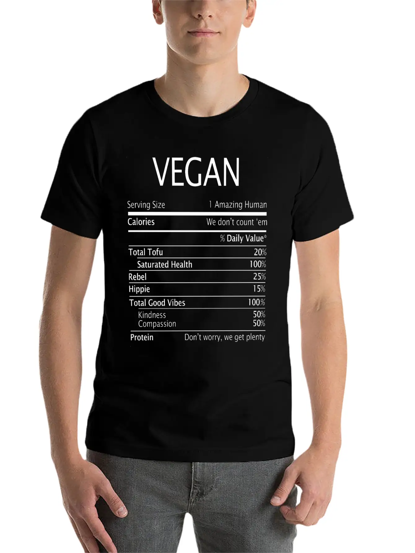 Vegan Nutrition Facts Classic Fit Graphic Tee For Daily Comfort – Unisex Cotton Shirt