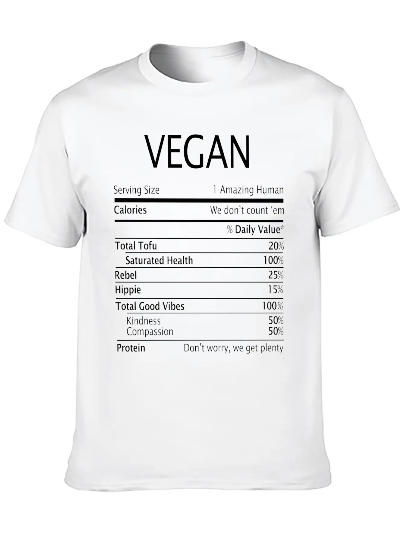 Vegan Nutrition Facts Classic Fit Graphic Tee For Daily Comfort – Unisex Cotton Shirt