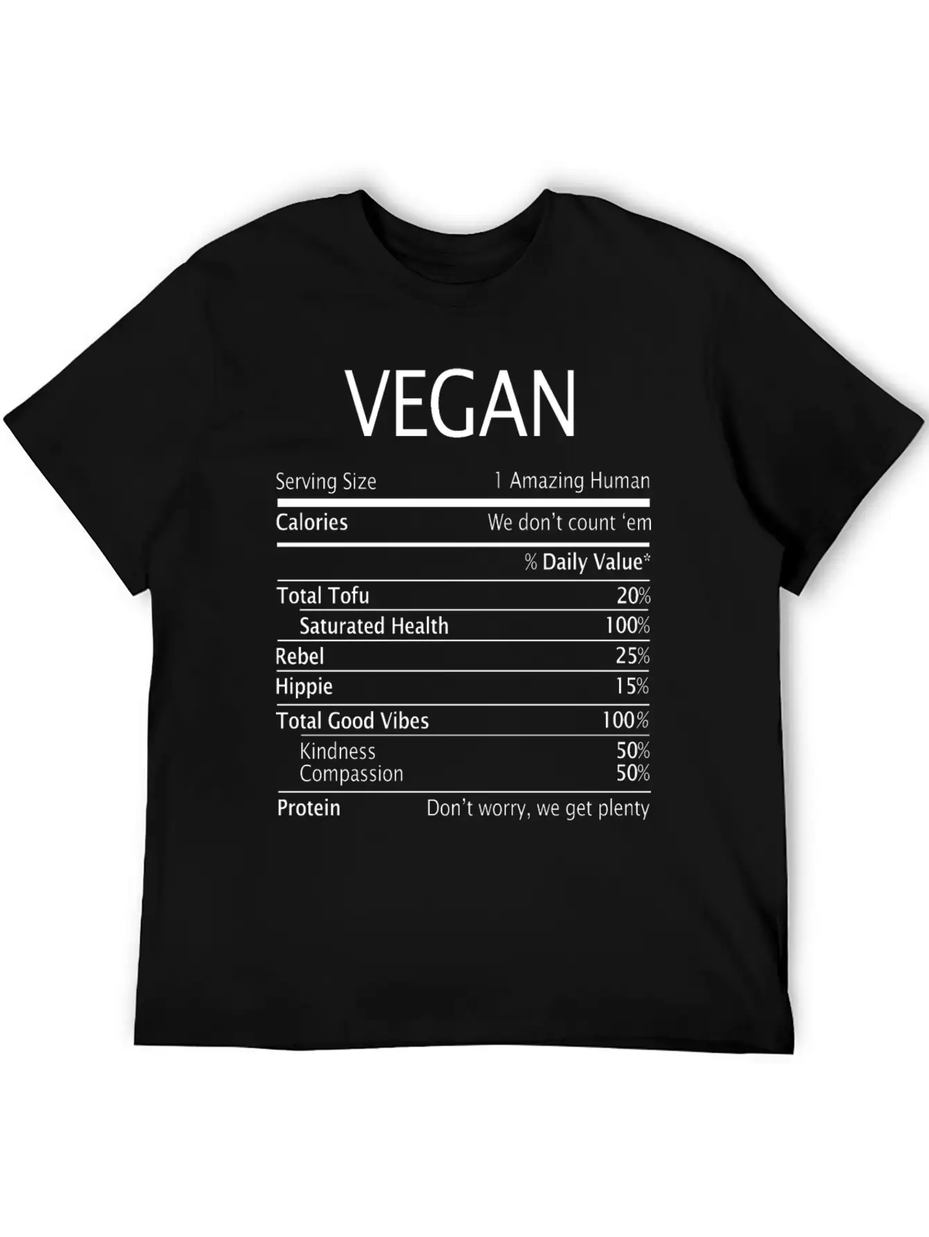 Vegan Nutrition Facts Classic Fit Graphic Tee For Daily Comfort – Unisex Cotton Shirt