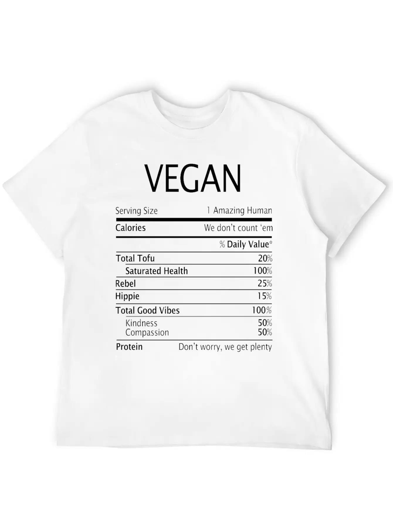Vegan Nutrition Facts Classic Fit Graphic Tee For Daily Comfort – Unisex Cotton Shirt