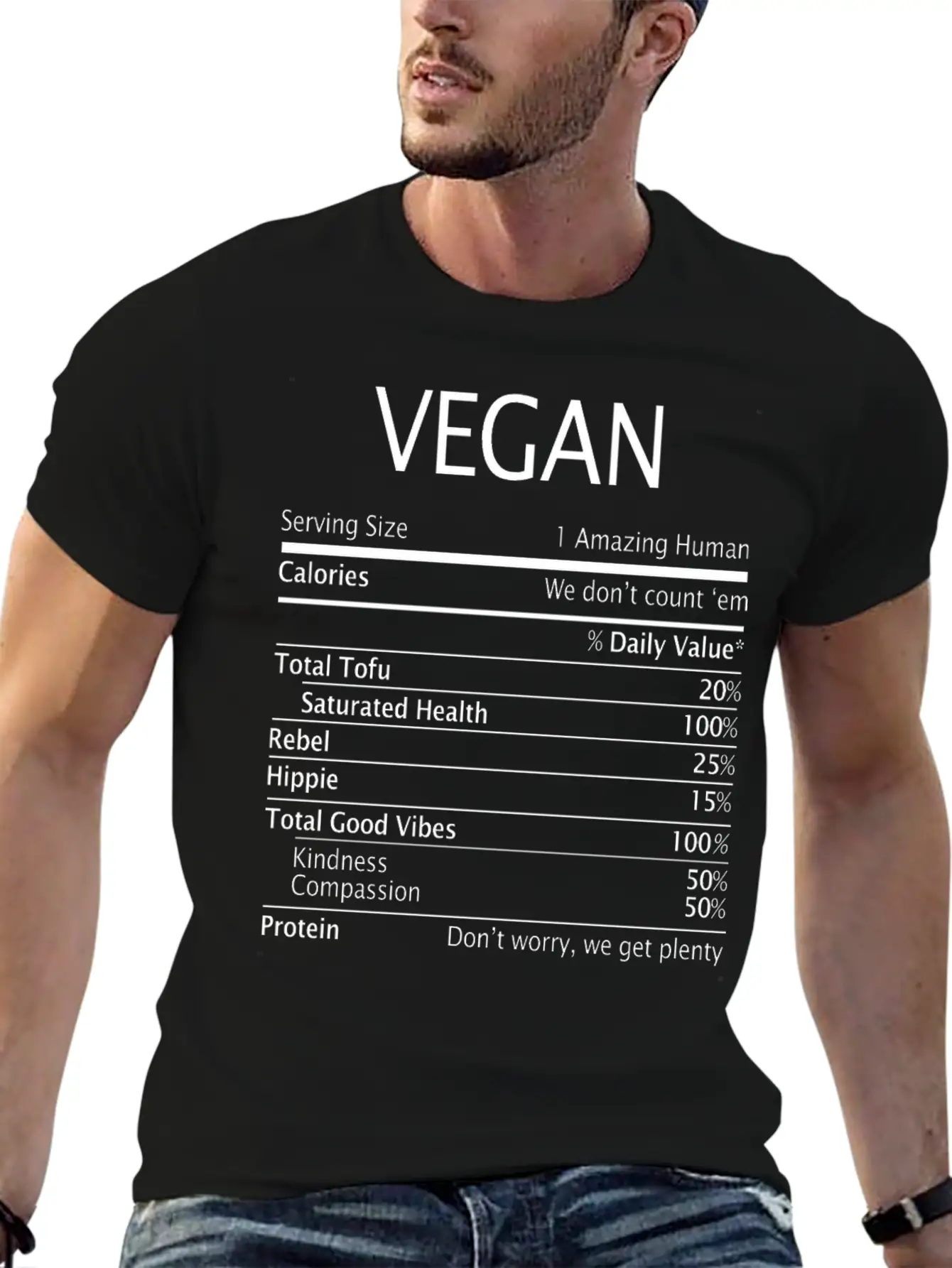 Vegan Nutrition Facts Classic Fit Graphic Tee For Daily Comfort – Unisex Cotton Shirt
