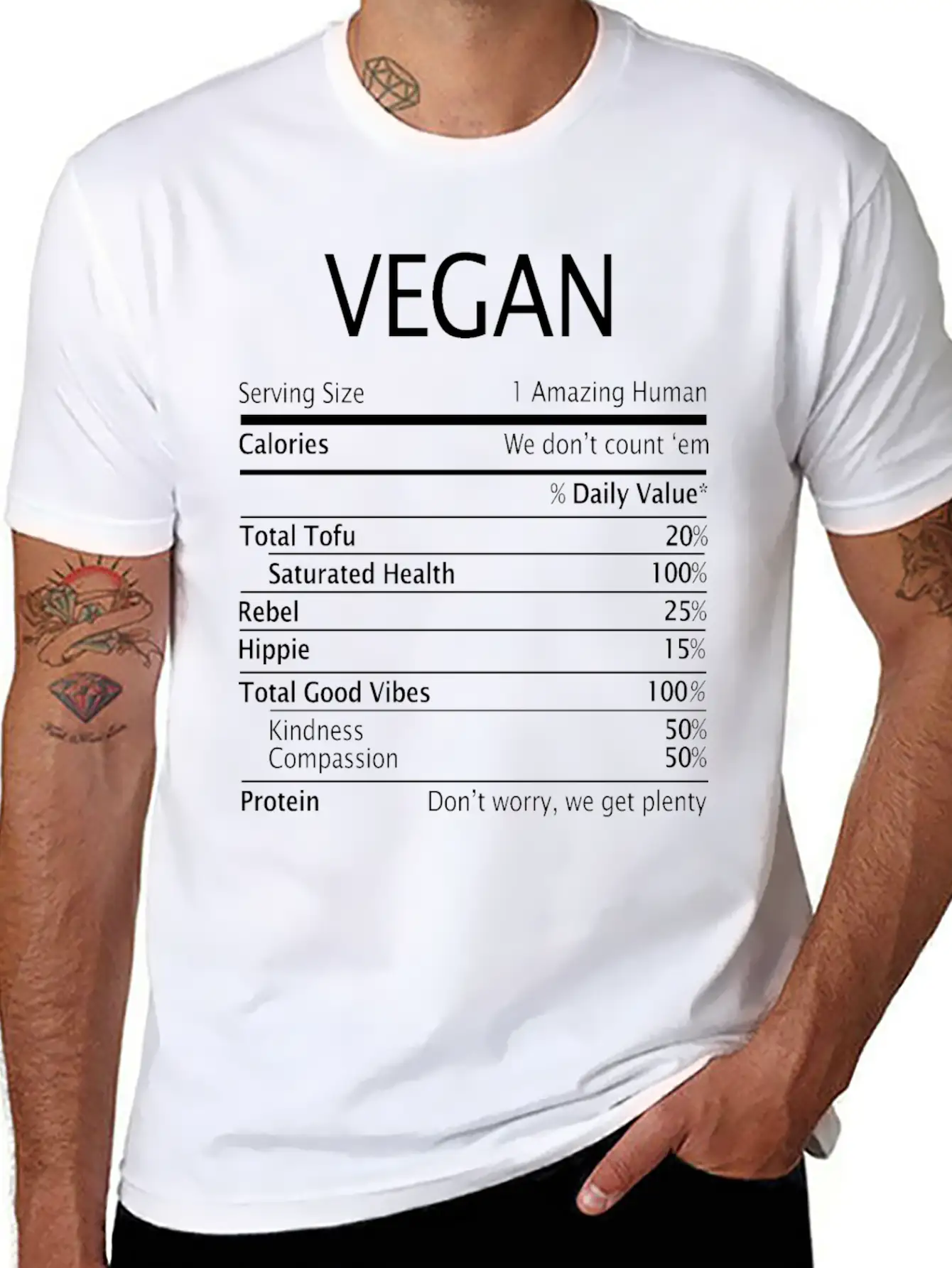 Vegan Nutrition Facts Classic Fit Graphic Tee For Daily Comfort – Unisex Cotton Shirt