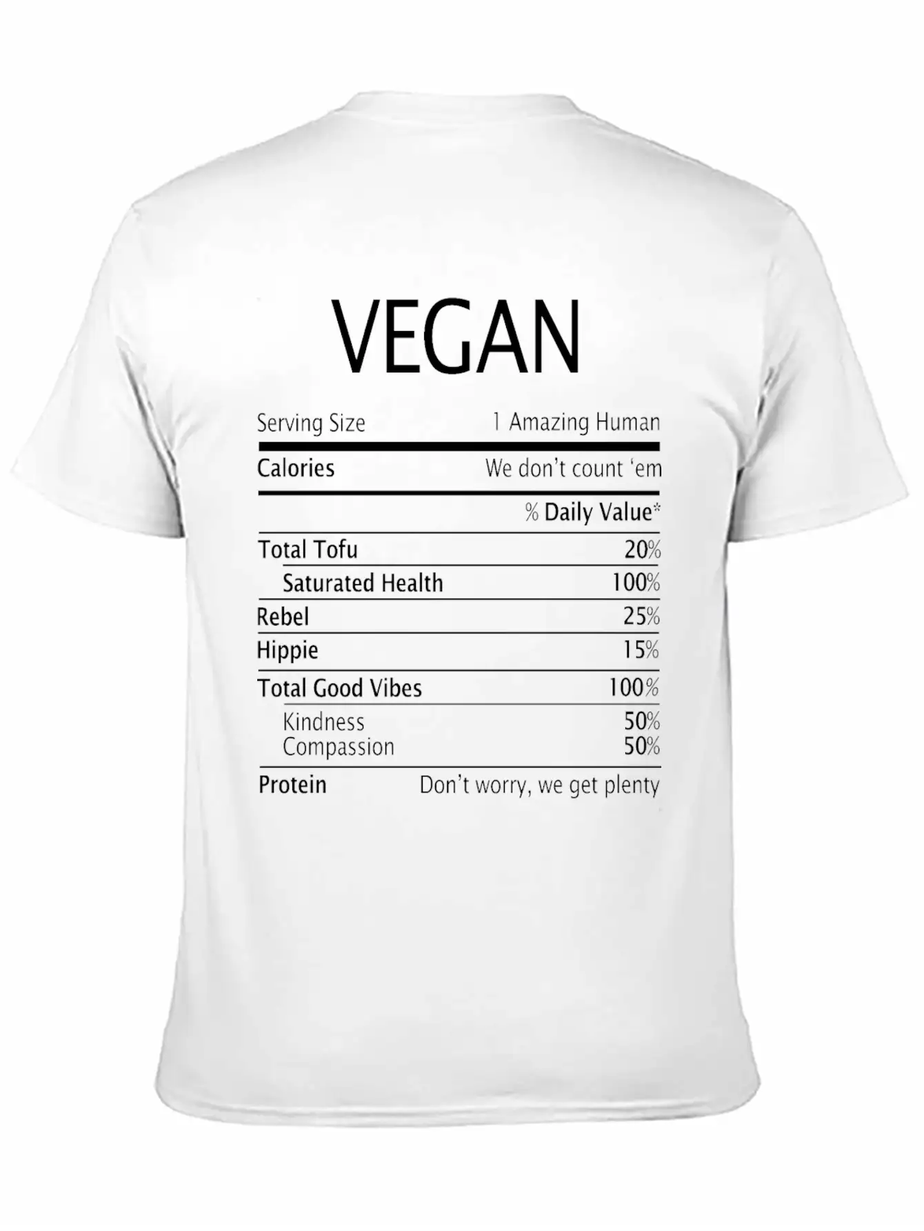 Vegan Nutrition Facts Classic Fit Graphic Tee For Daily Comfort – Unisex Cotton Shirt