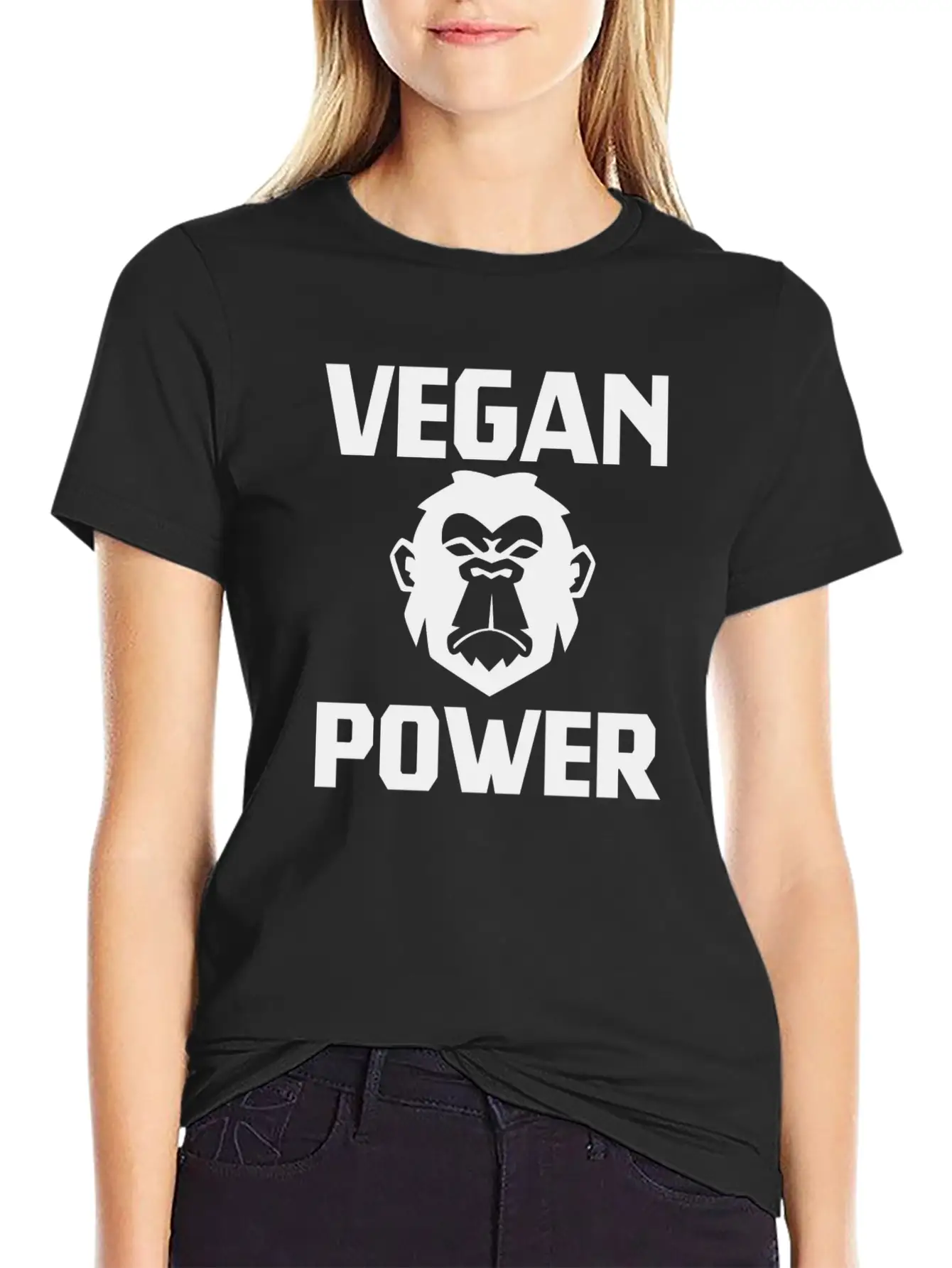Vegan Power Ape Healthy Quote Gift Relaxed Everyday Tee – Lightweight And Durable Cotton