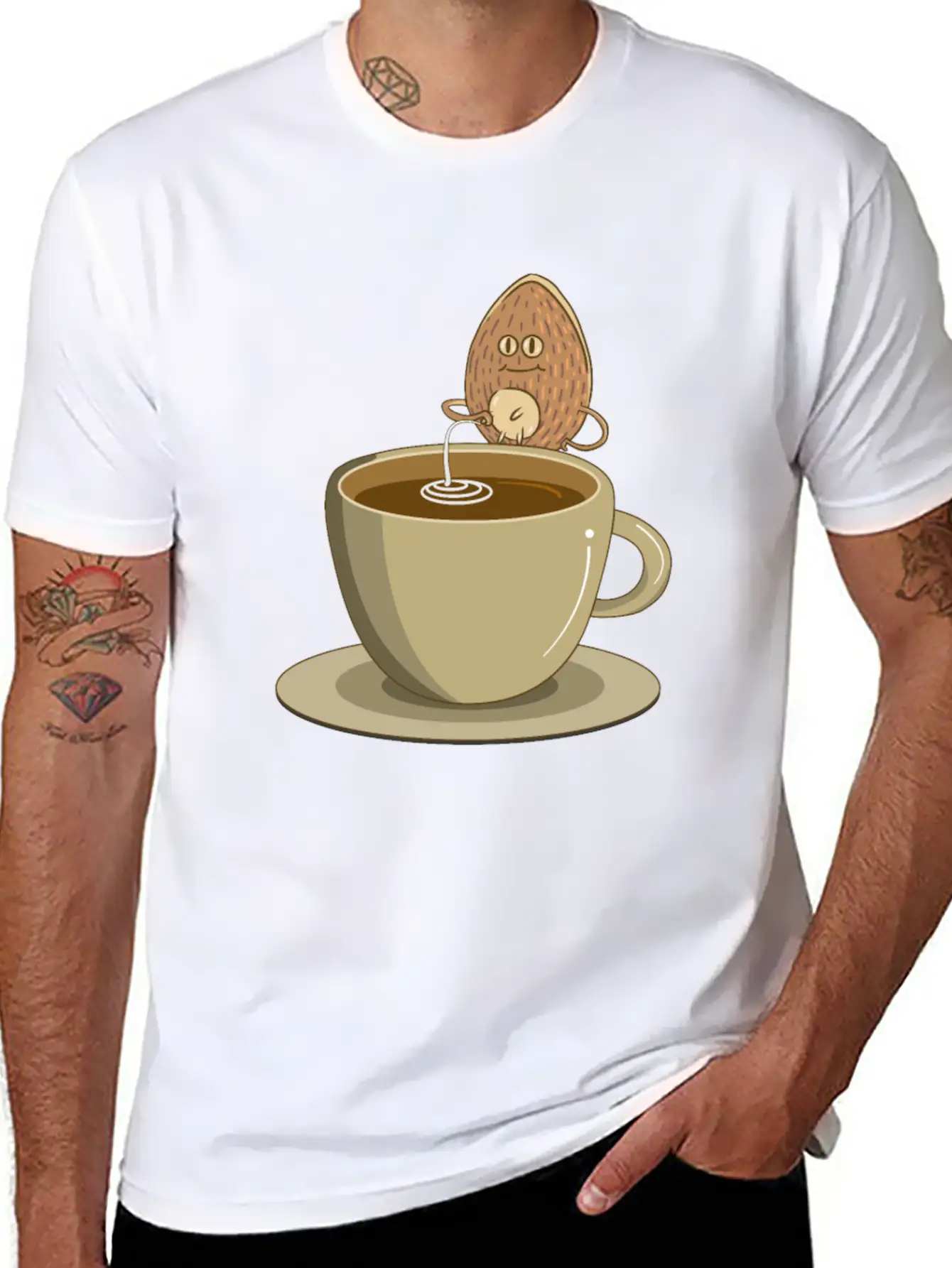 Vegan Vaganer Almond Milk Organic Milk Coffee Modern Fit Casual T-Shirt ��� Clean And Versatile Design