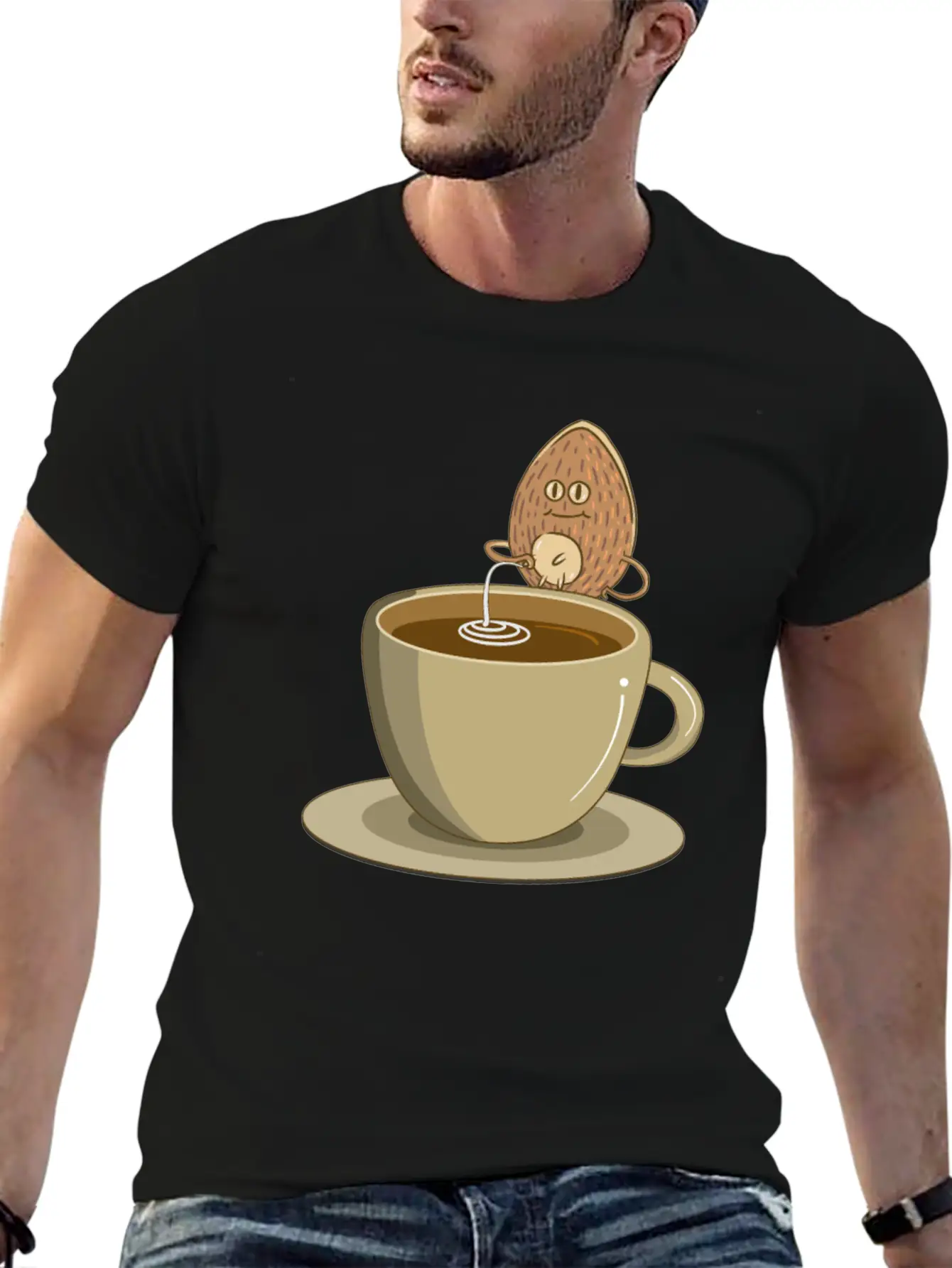 Vegan Vaganer Almond Milk Organic Milk Coffee Modern Fit Casual T-Shirt ��� Clean And Versatile Design