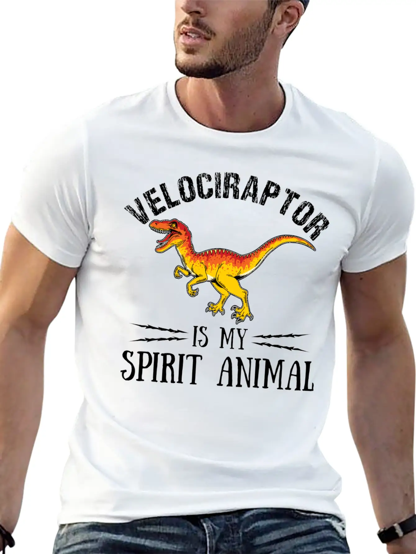 Velociraptor Is My Spirit Animal Palaeontologist Essential Cotton Tee For Daily Outfits – Unisex Style