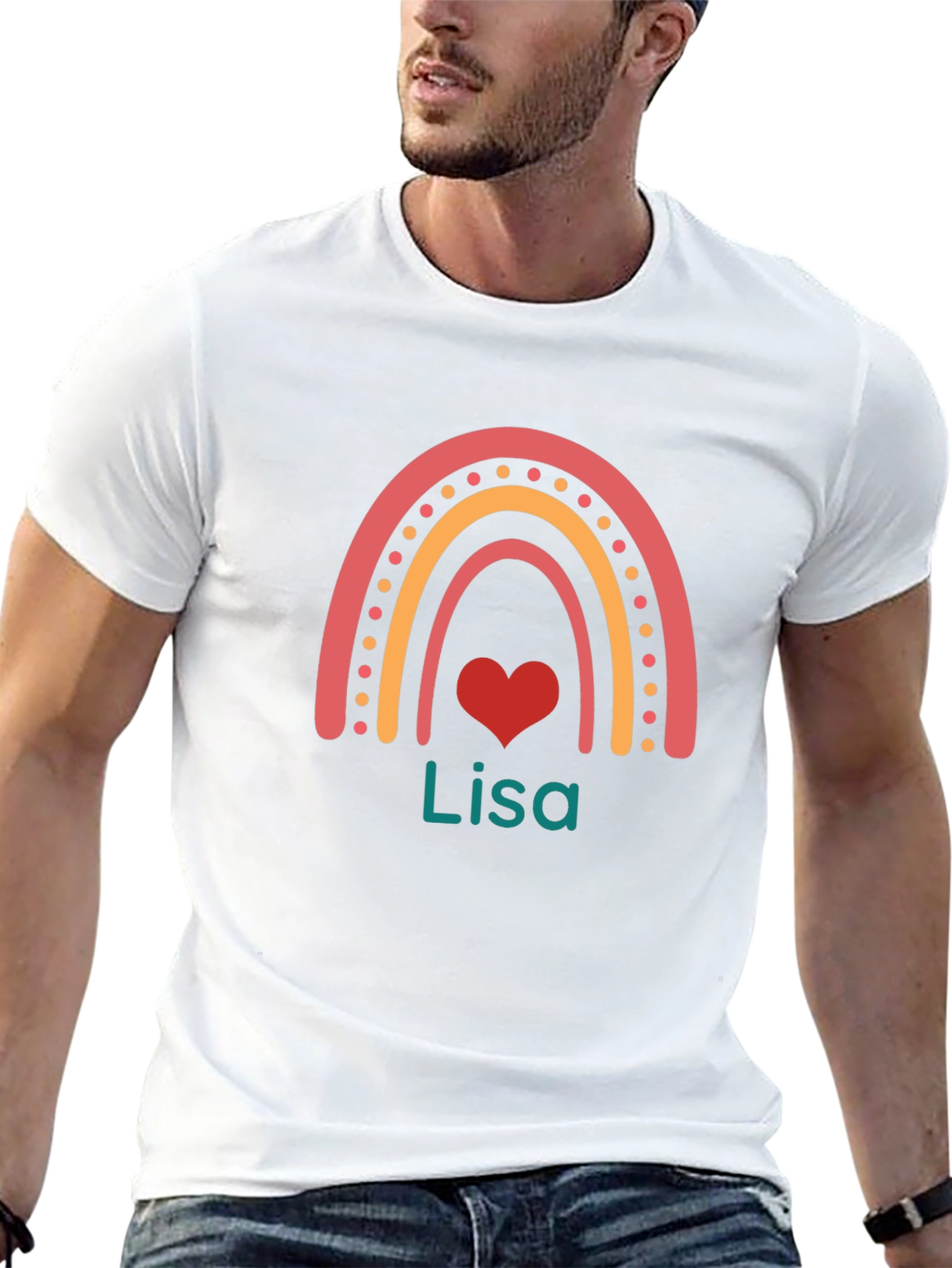Personalized Lisa Rainbow Heart T-Shirt