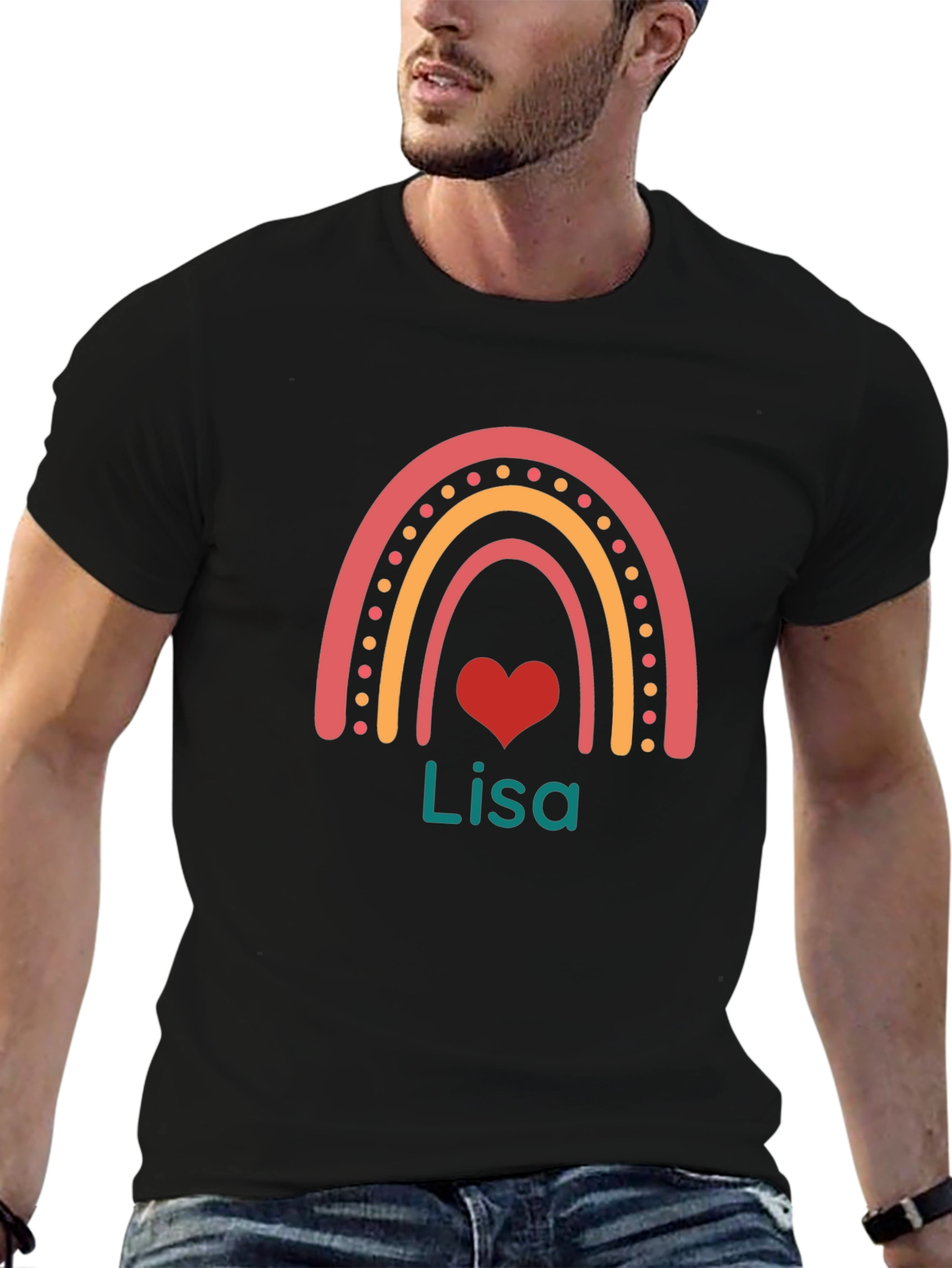 Personalized Lisa Rainbow Heart T-Shirt