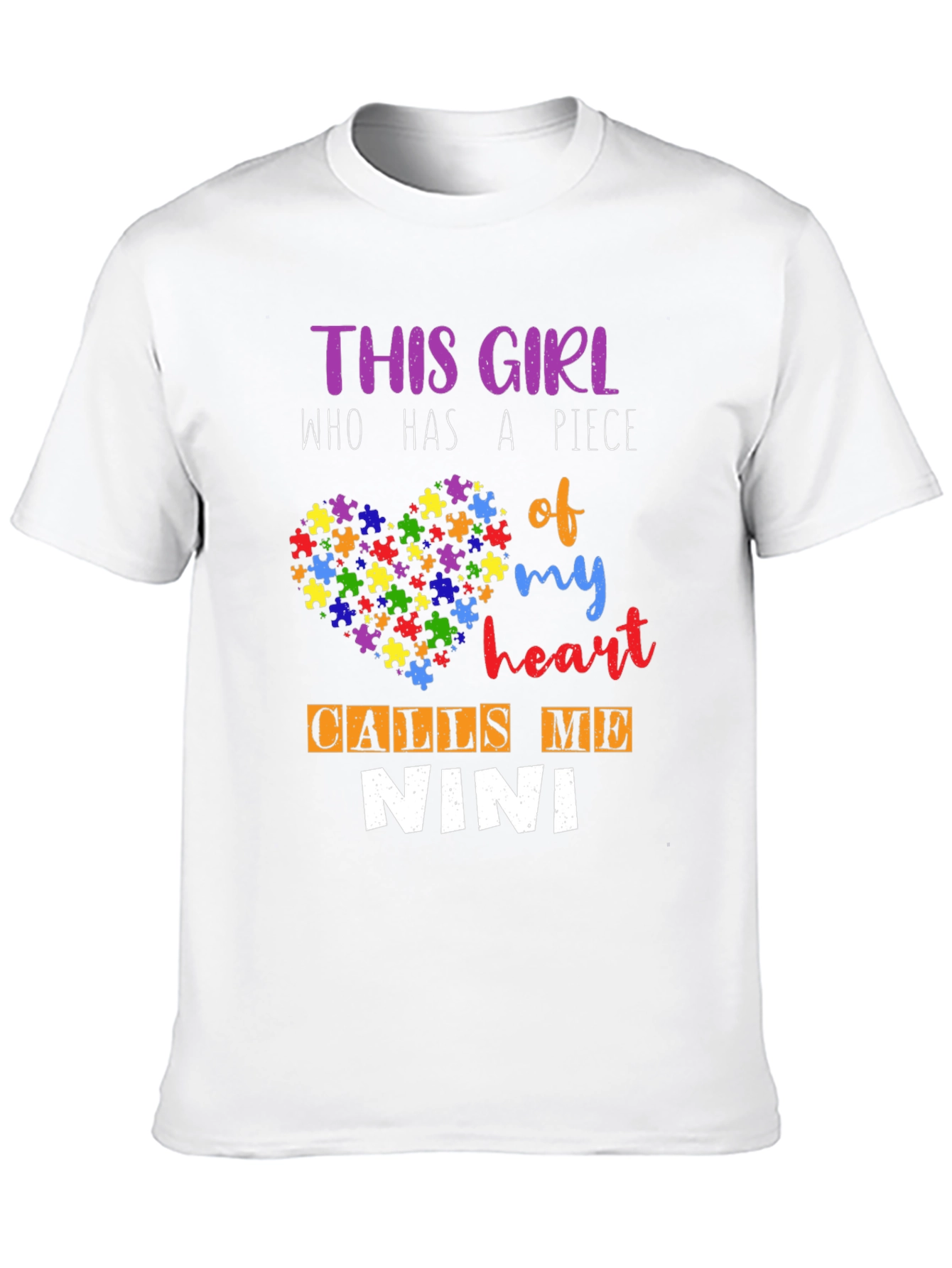 Autism Awareness NINI T-Shirt Puzzle Heart