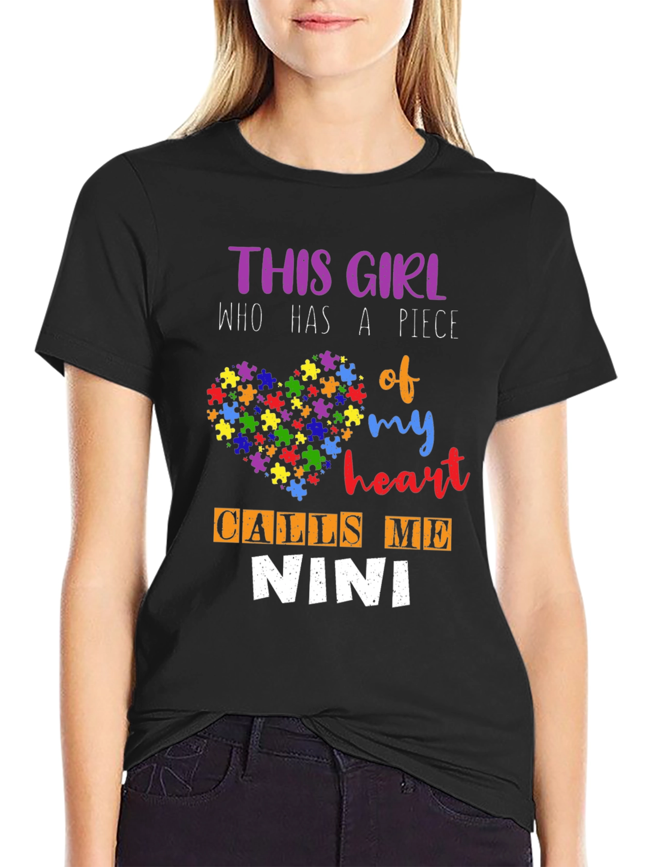 Autism Awareness NINI T-Shirt Puzzle Heart