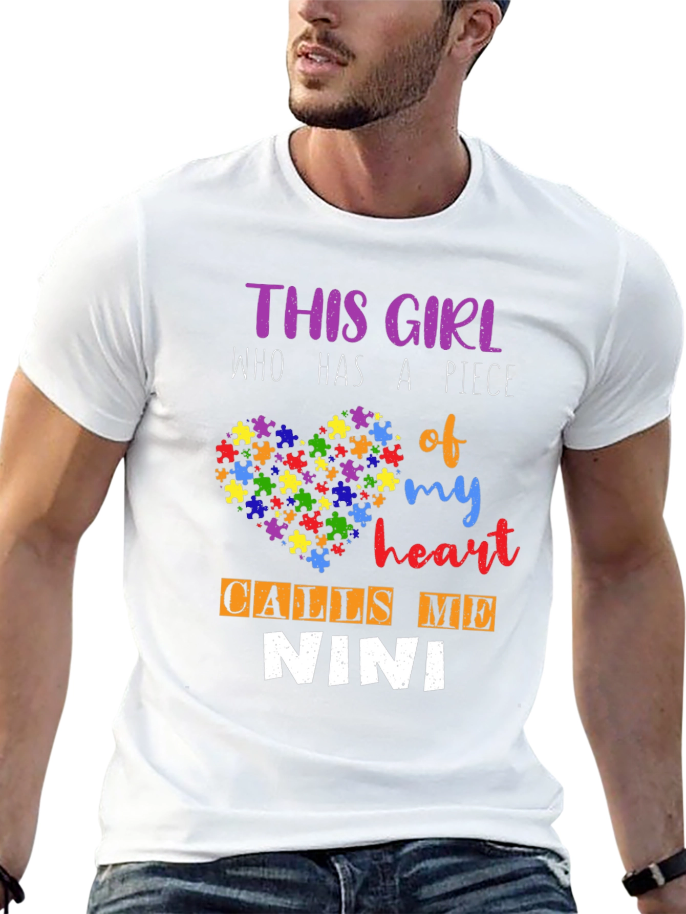 Autism Awareness NINI T-Shirt Puzzle Heart