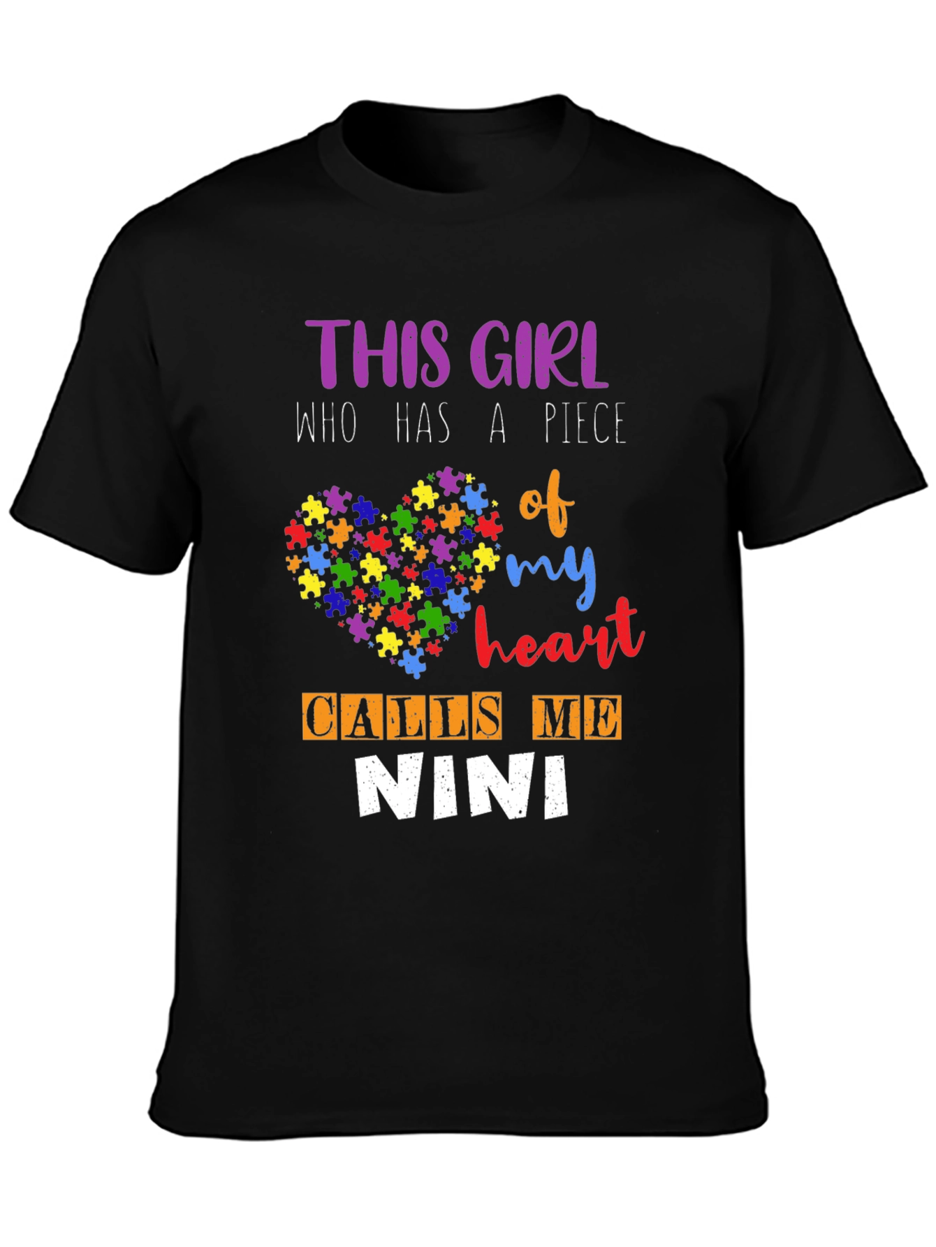 Autism Awareness NINI T-Shirt Puzzle Heart