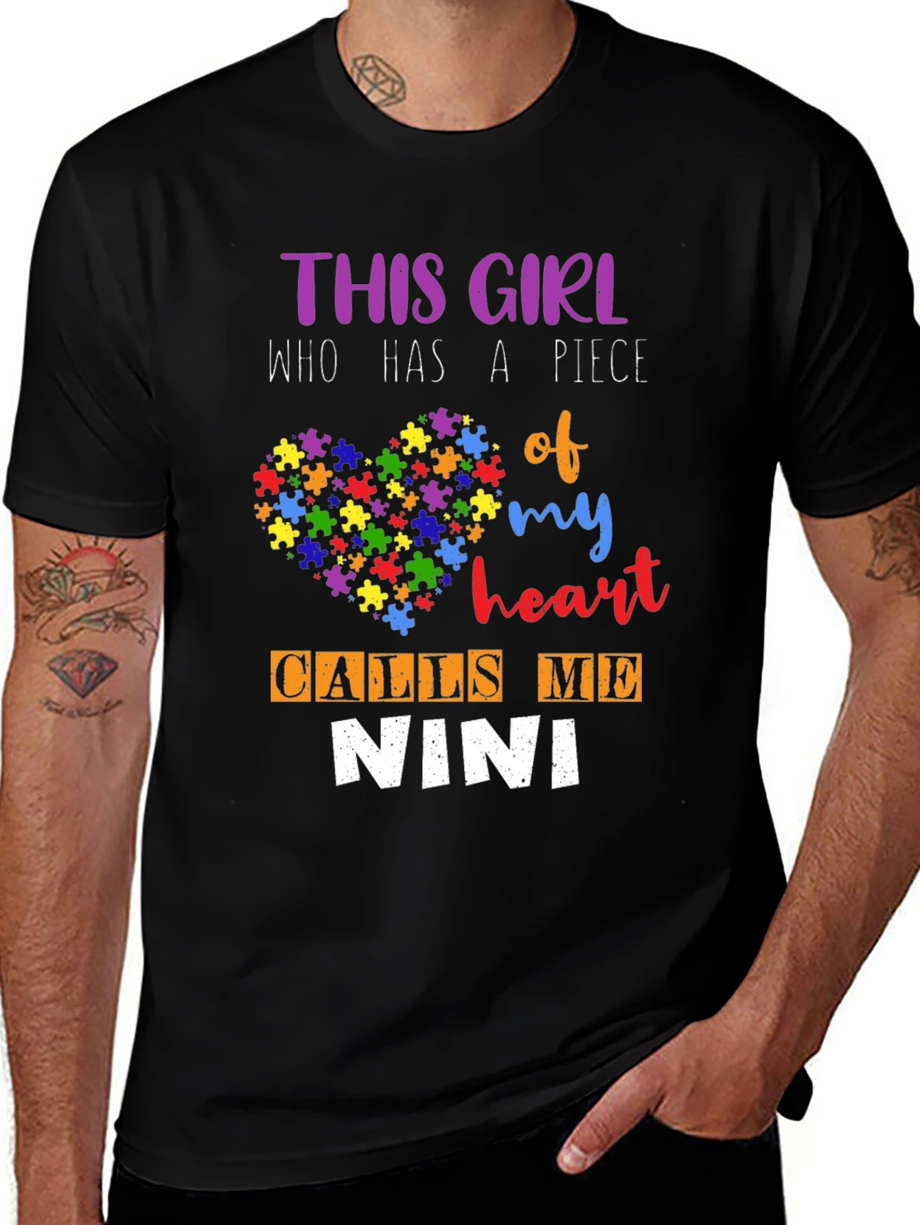 Autism Awareness NINI T-Shirt Puzzle Heart