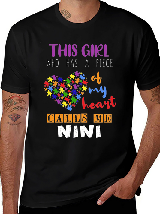 Autism Awareness NINI T-Shirt Puzzle Heart