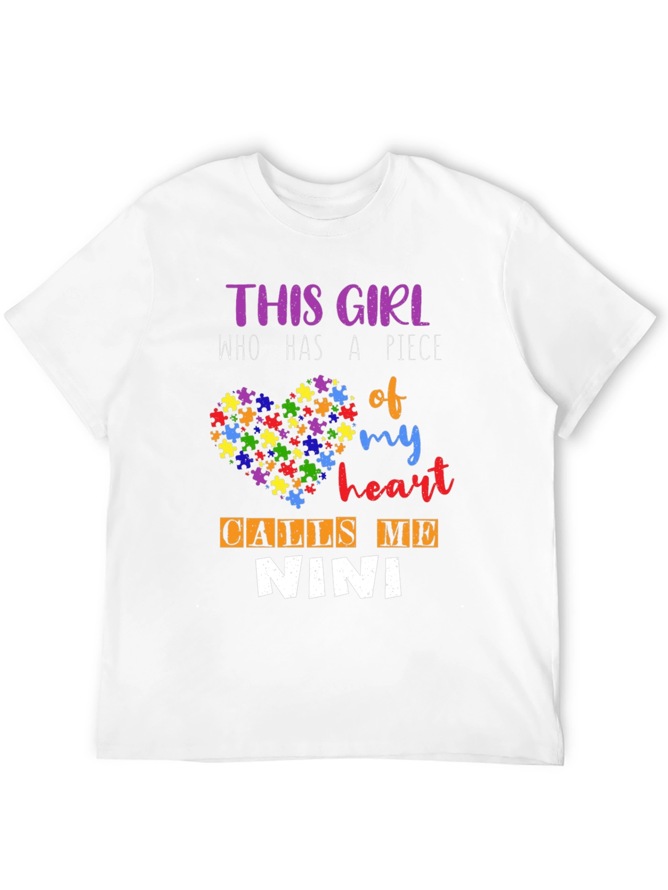 Autism Awareness NINI T-Shirt Puzzle Heart