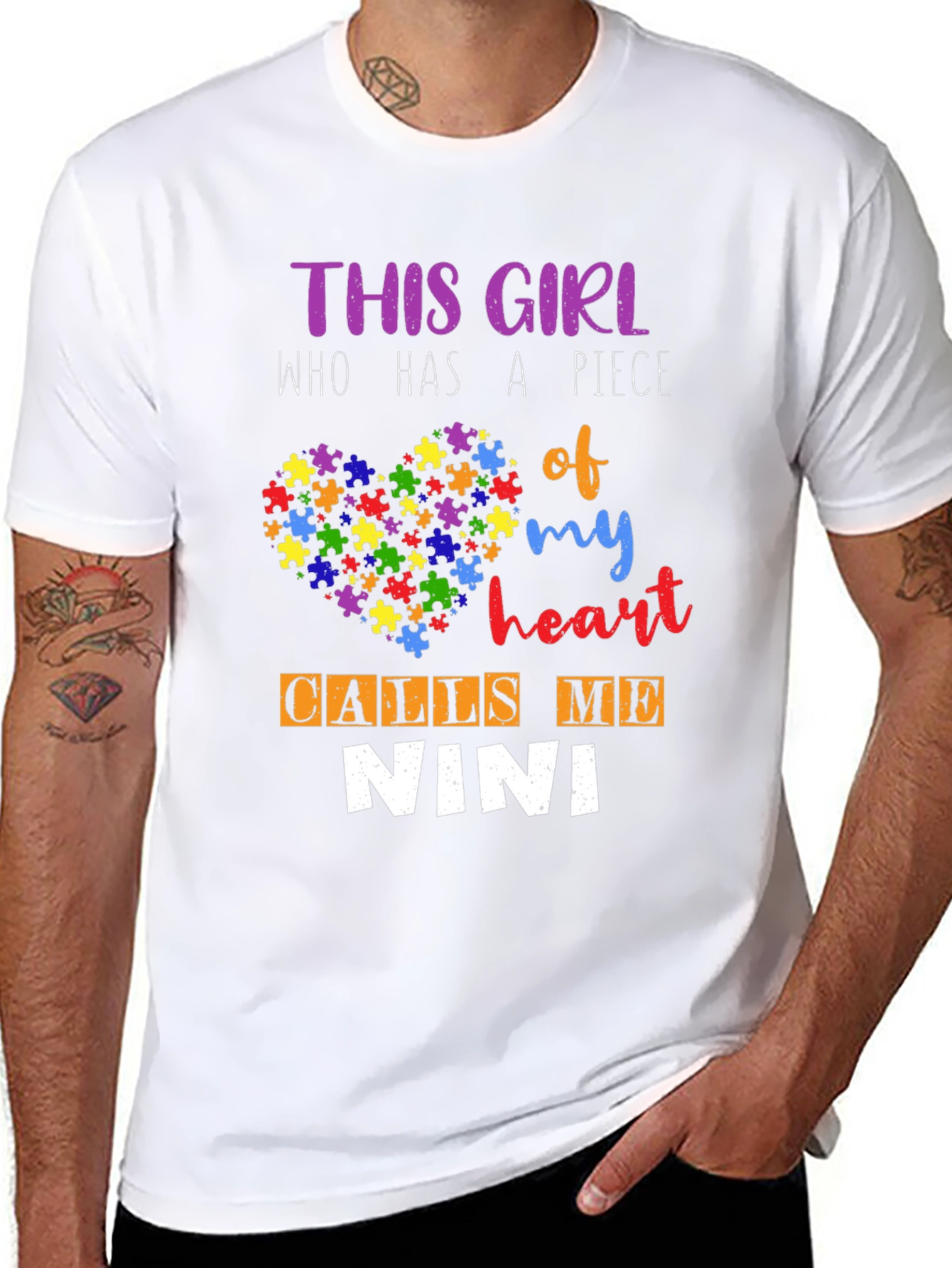 Autism Awareness NINI T-Shirt Puzzle Heart