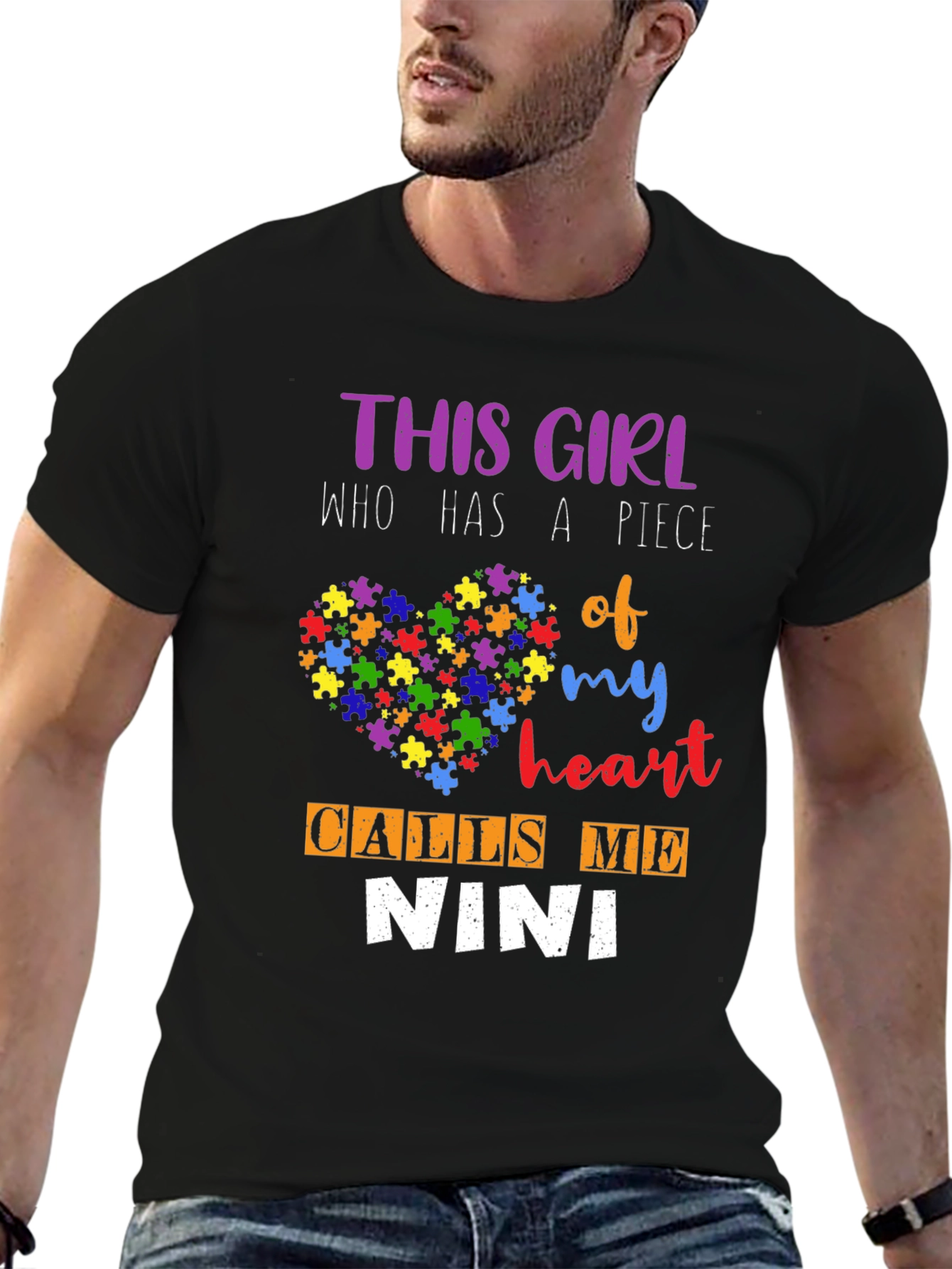 Autism Awareness NINI T-Shirt Puzzle Heart