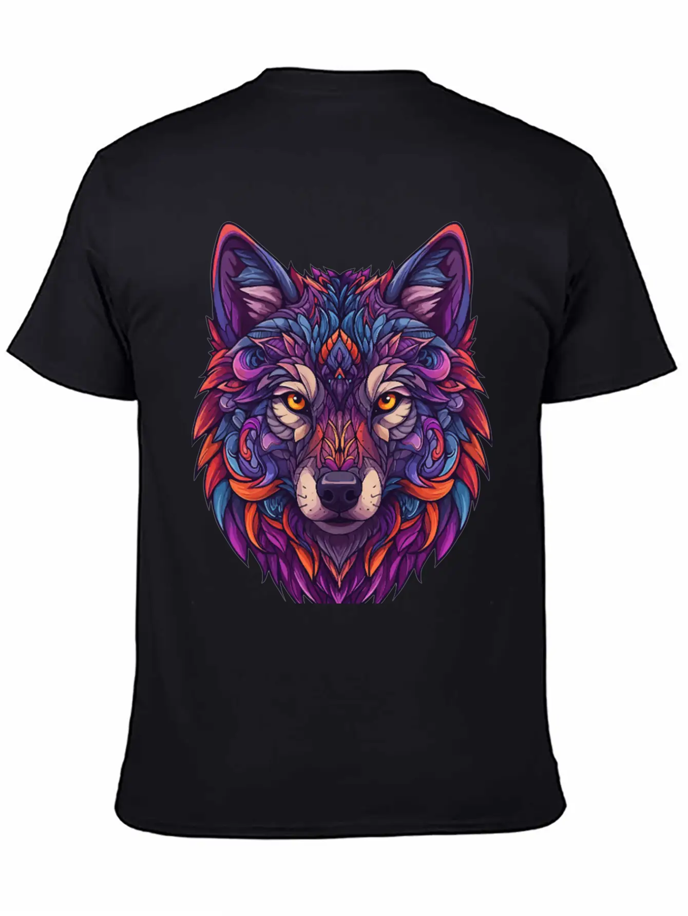 Vibrant Abstract Wolf Illustration Basic Graphic T-Shirt – Daily Comfort In Soft Cotton