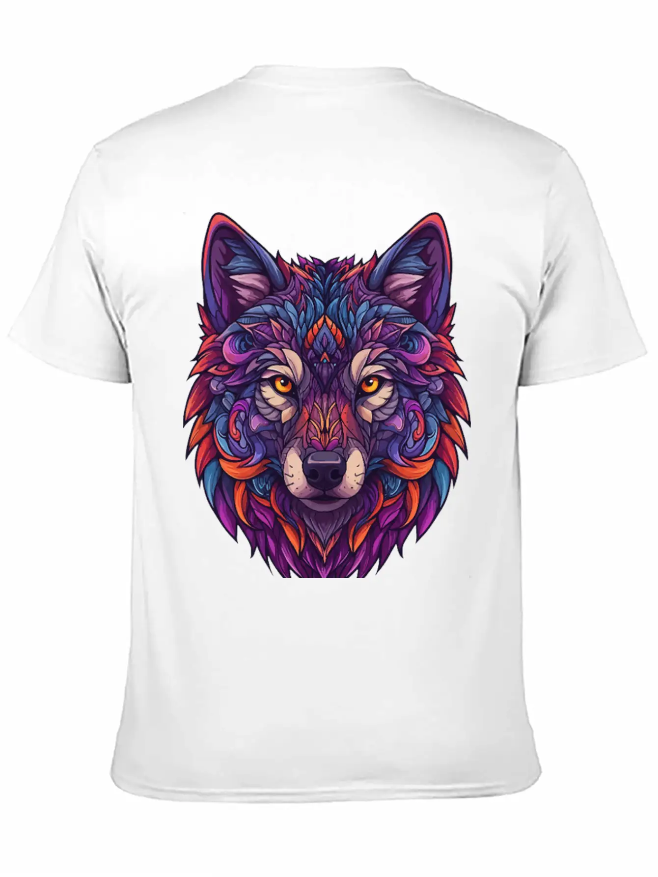 Vibrant Abstract Wolf Illustration Basic Graphic T-Shirt – Daily Comfort In Soft Cotton