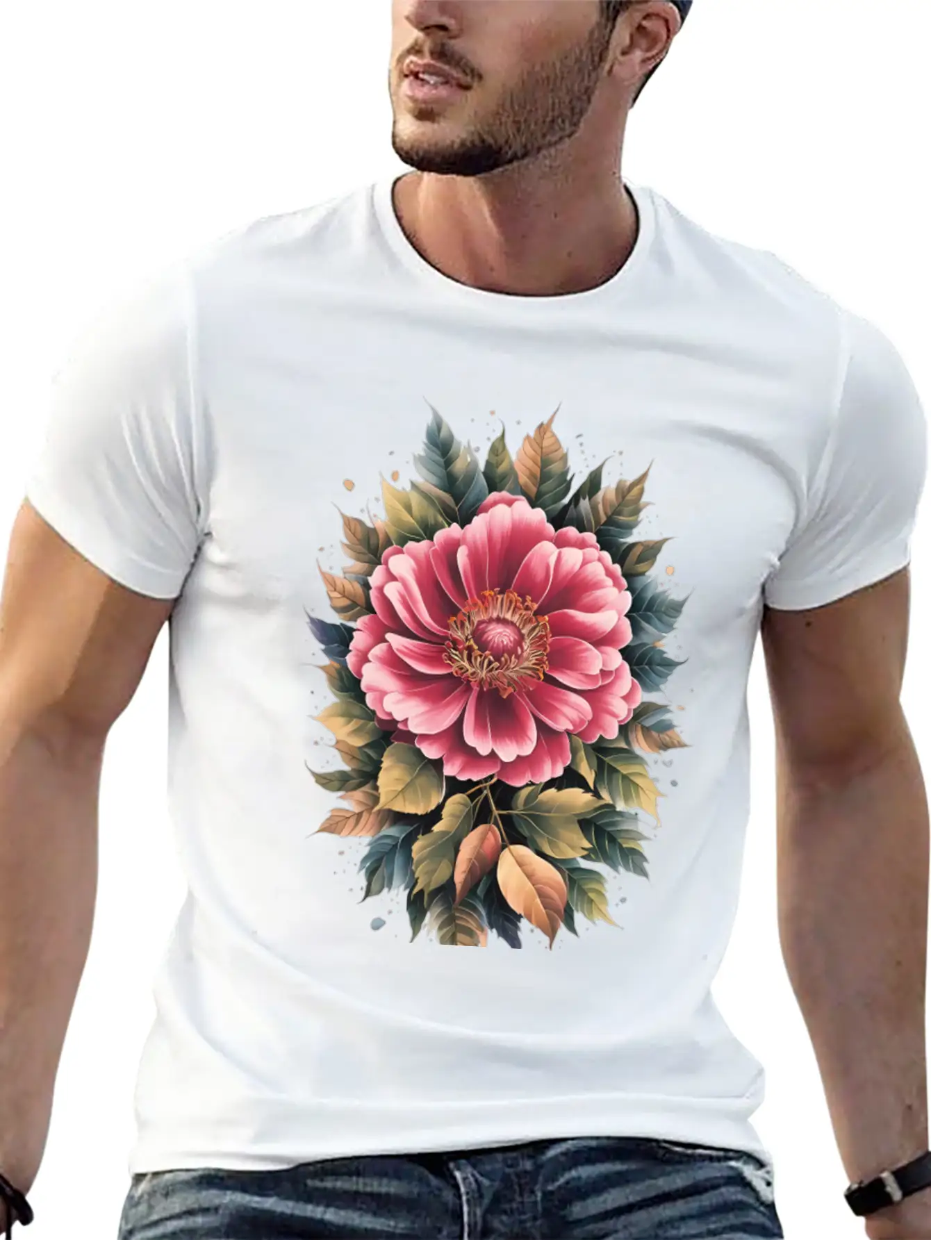 Vibrant Floral Masterpiece Lightweight Cotton T-Shirt – Daily Comfort Graphic Shirt