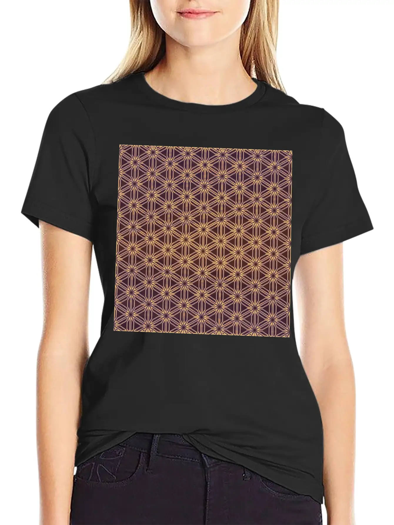 Vibrant Geometric Star Pattern Essential Cotton Tee For Daily Outfits – Unisex Style