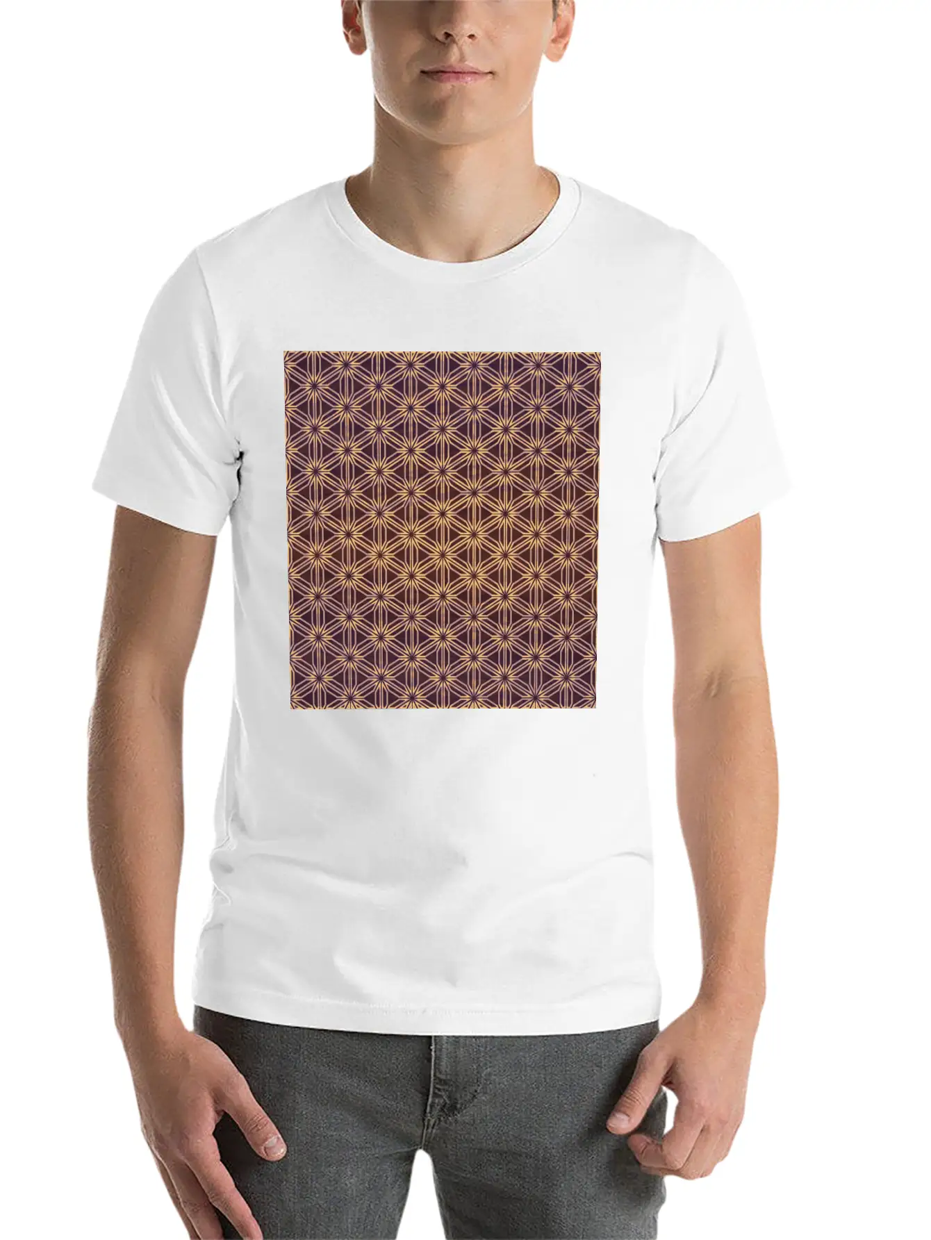 Vibrant Geometric Star Pattern Essential Cotton Tee For Daily Outfits – Unisex Style