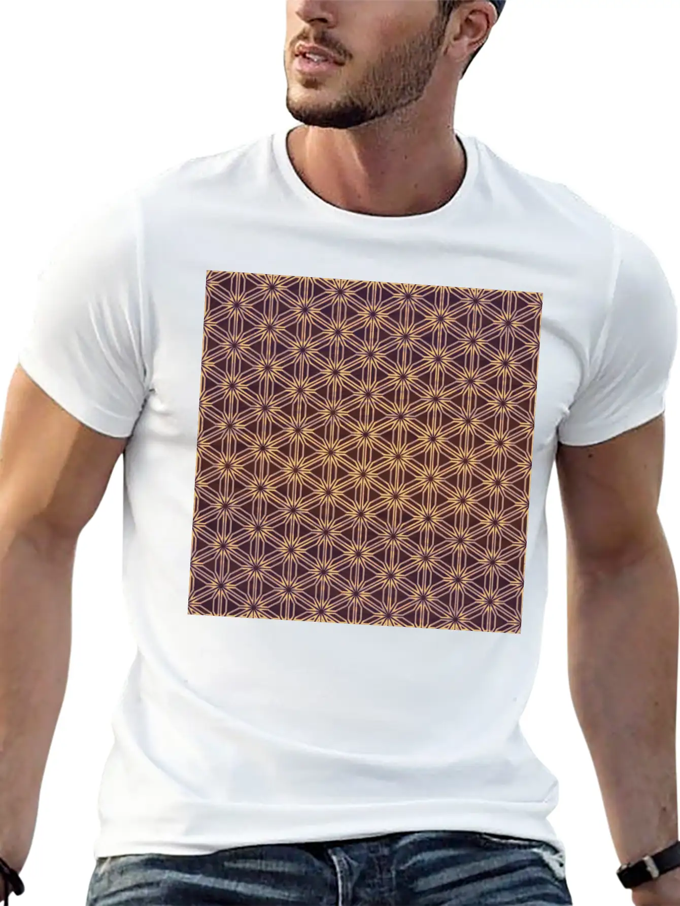 Vibrant Geometric Star Pattern Essential Cotton Tee For Daily Outfits – Unisex Style