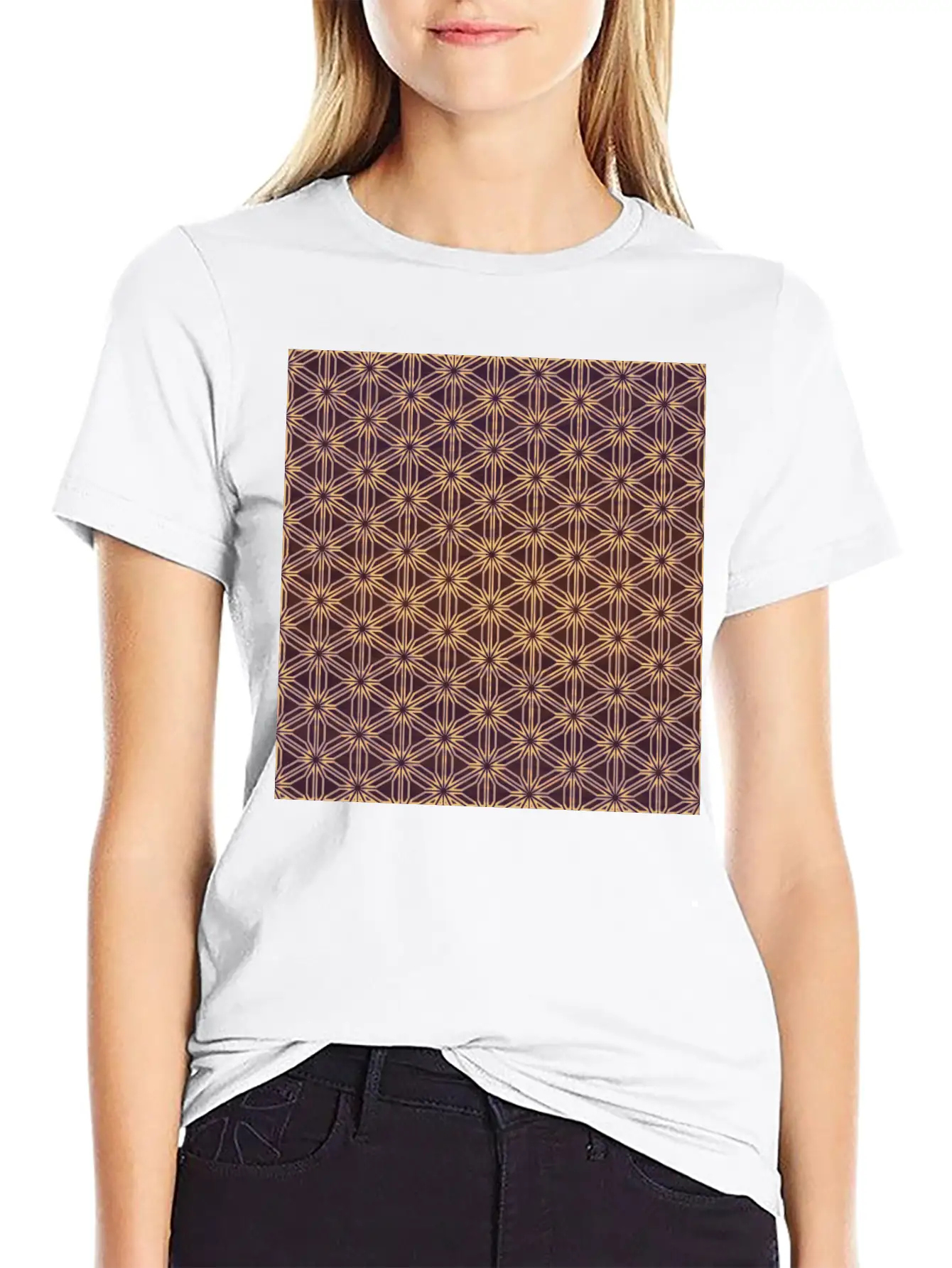 Vibrant Geometric Star Pattern Essential Cotton Tee For Daily Outfits – Unisex Style