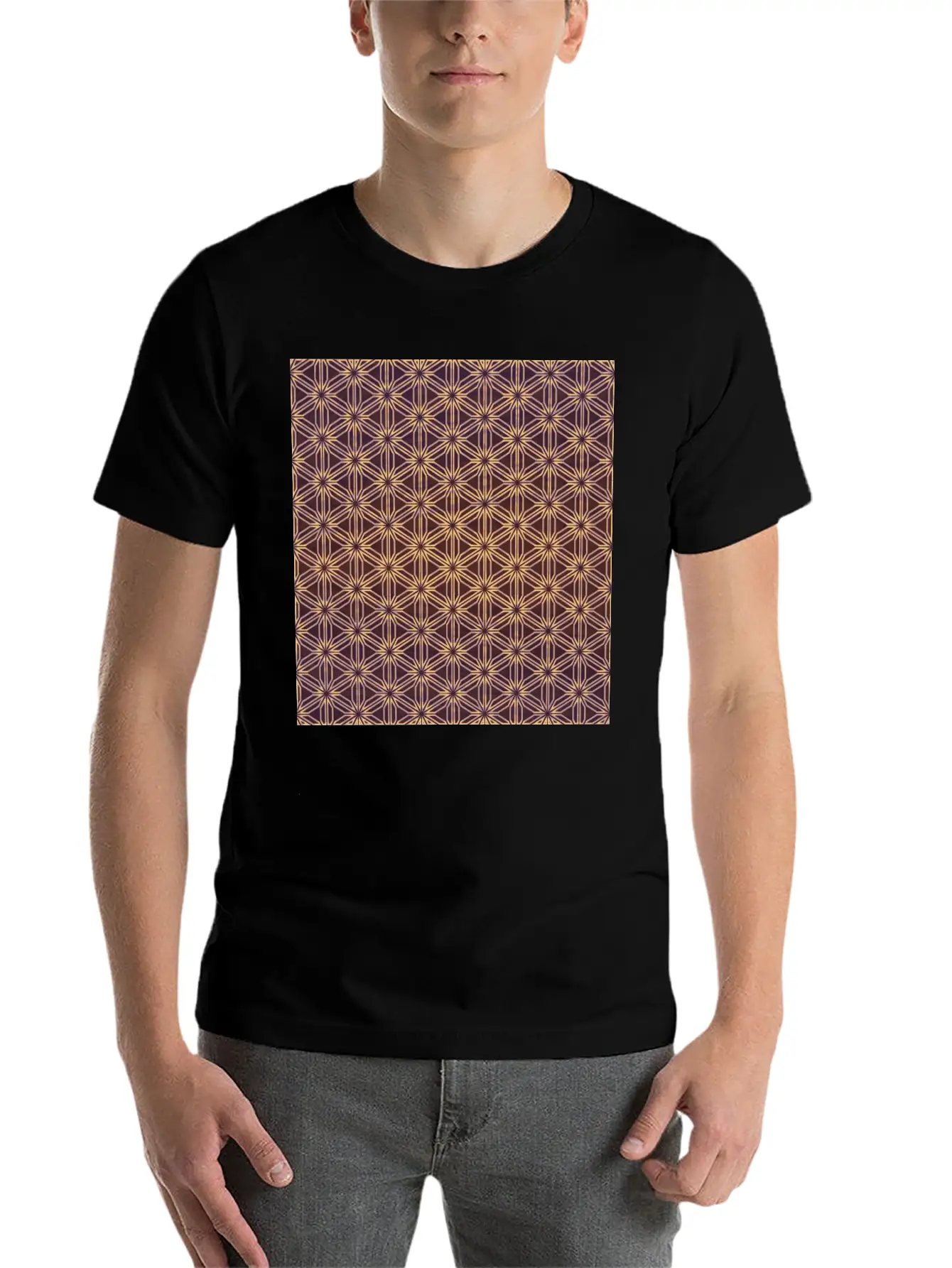 Vibrant Geometric Star Pattern Essential Cotton Tee For Daily Outfits – Unisex Style