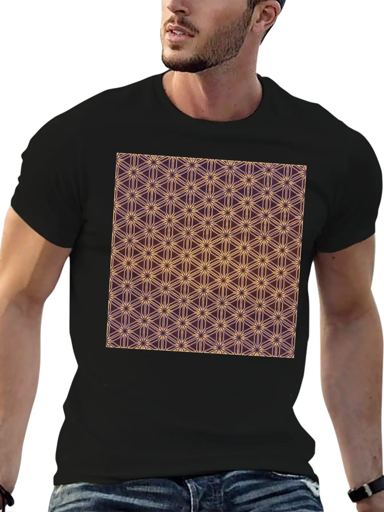 Vibrant Geometric Star Pattern Essential Cotton Tee For Daily Outfits – Unisex Style