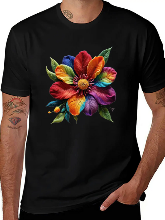 Vibrant Petals Masterpiece - Artistic Floral Modern Fit Casual T-Shirt ��� Clean And Versatile Design