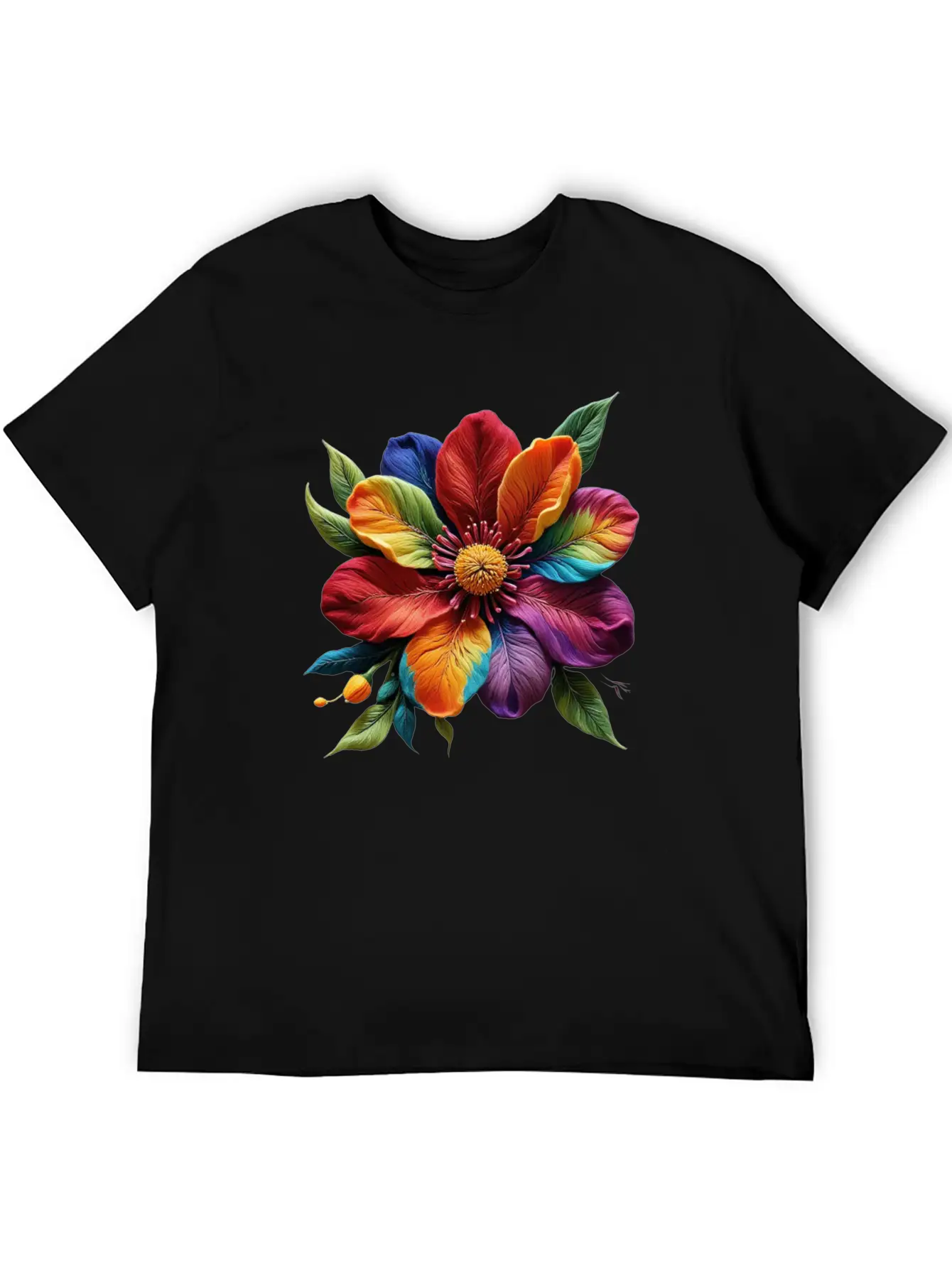 Vibrant Petals Masterpiece - Artistic Floral Modern Fit Casual T-Shirt ��� Clean And Versatile Design