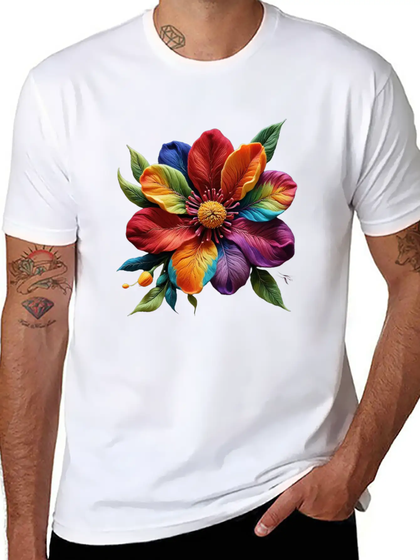 Vibrant Petals Masterpiece - Artistic Floral Modern Fit Casual T-Shirt ��� Clean And Versatile Design