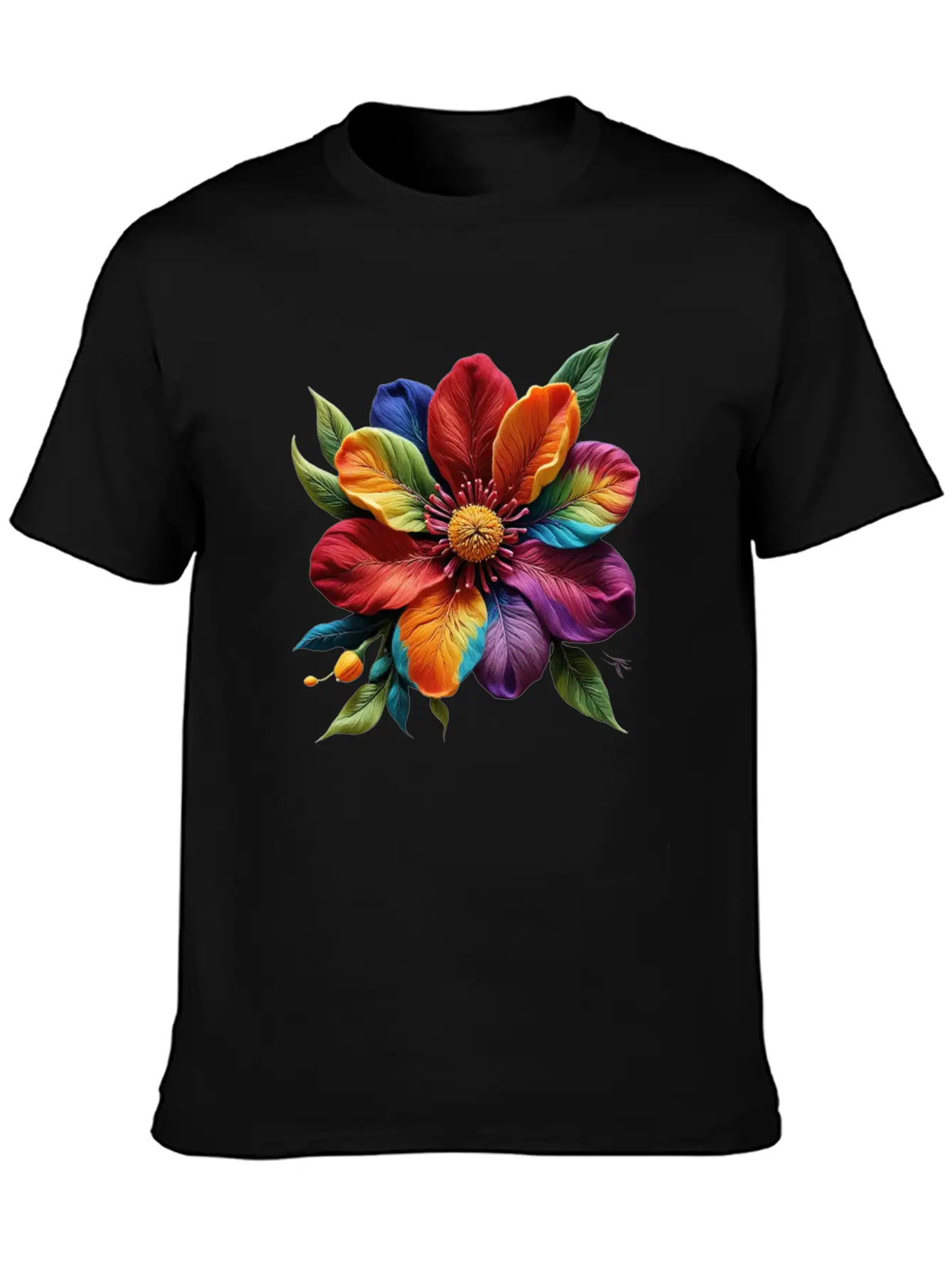 Vibrant Petals Masterpiece - Artistic Floral Modern Fit Casual T-Shirt ��� Clean And Versatile Design