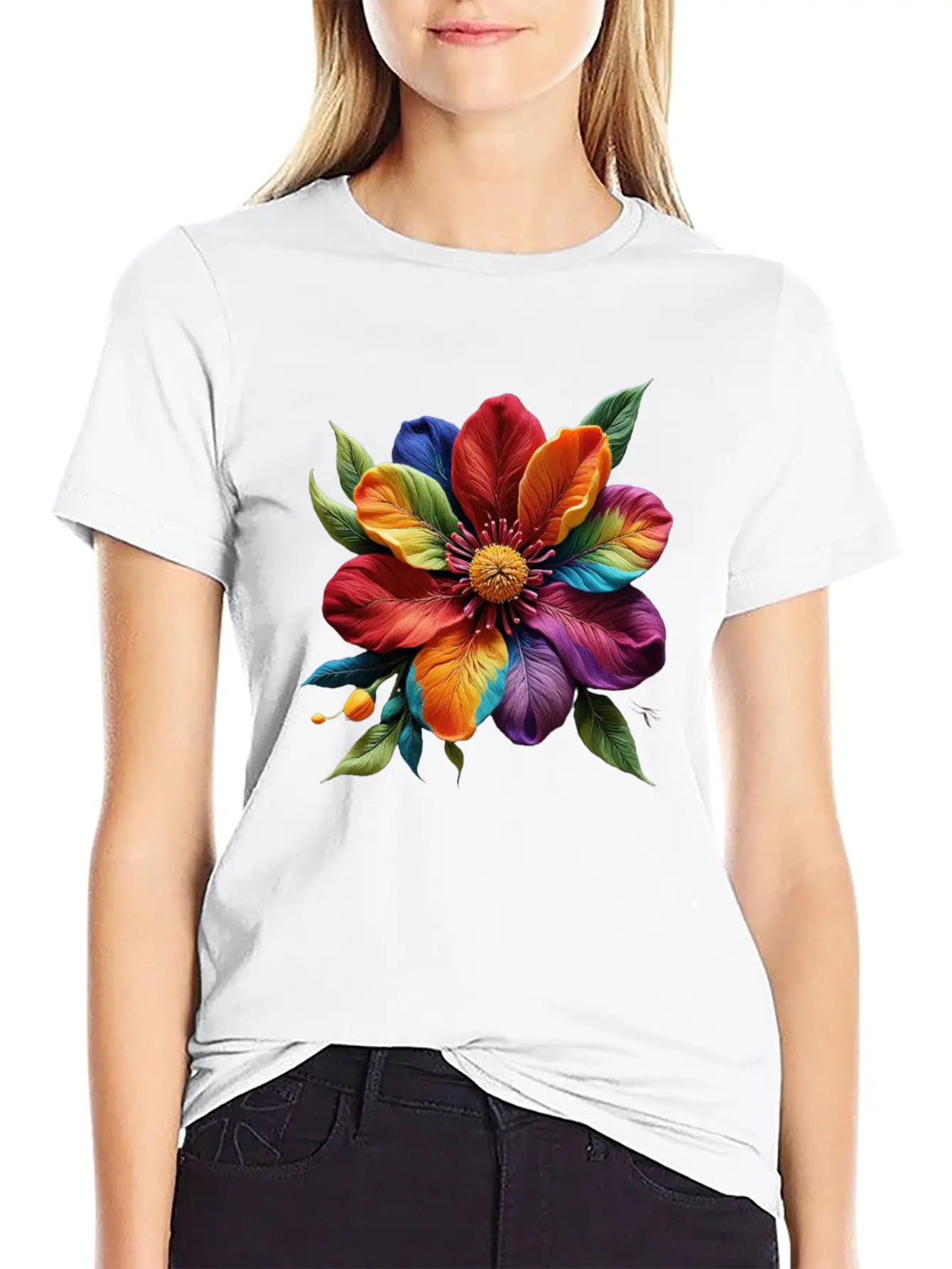 Vibrant Petals Masterpiece - Artistic Floral Modern Fit Casual T-Shirt ��� Clean And Versatile Design