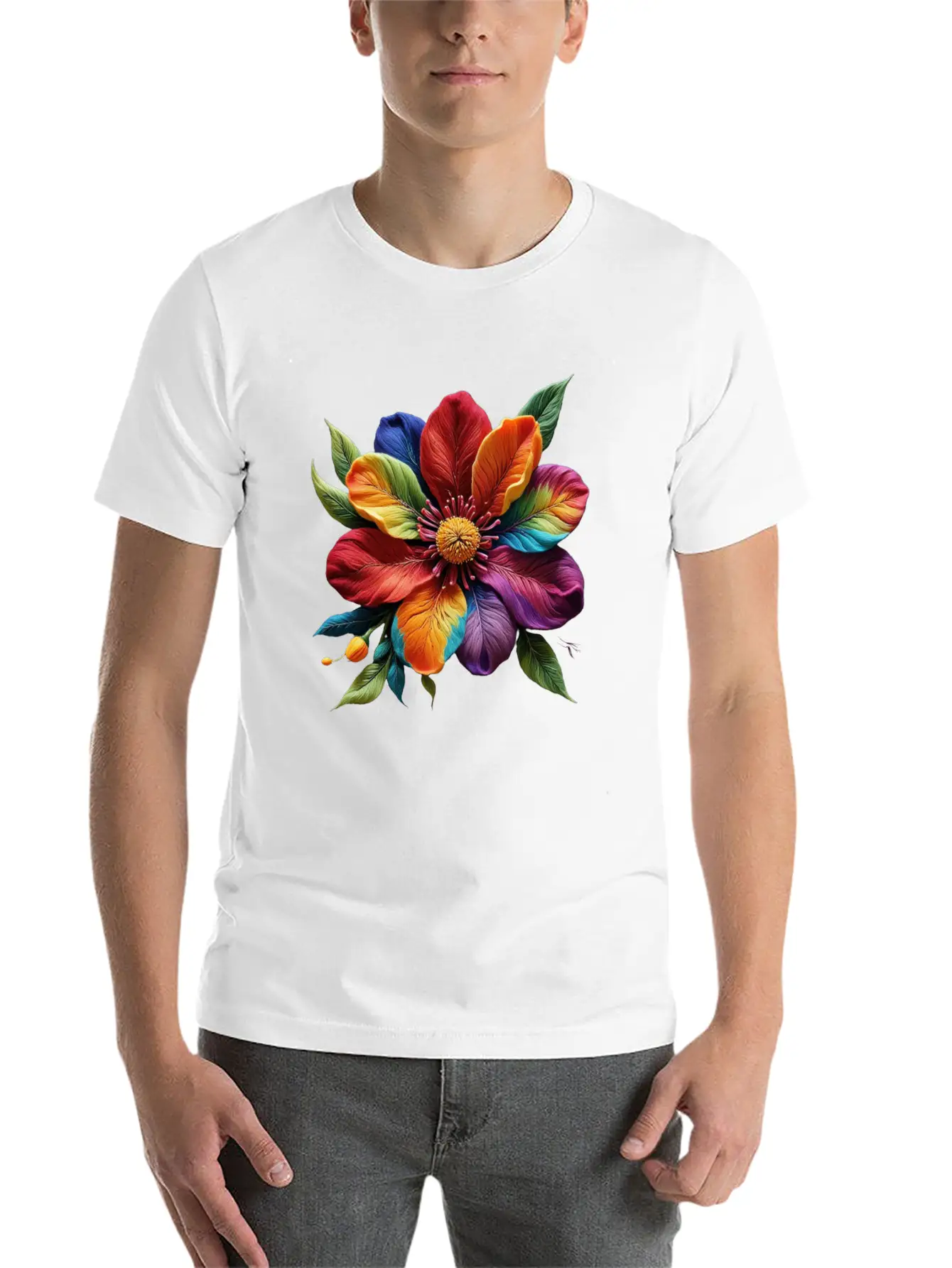 Vibrant Petals Masterpiece - Artistic Floral Modern Fit Casual T-Shirt ��� Clean And Versatile Design