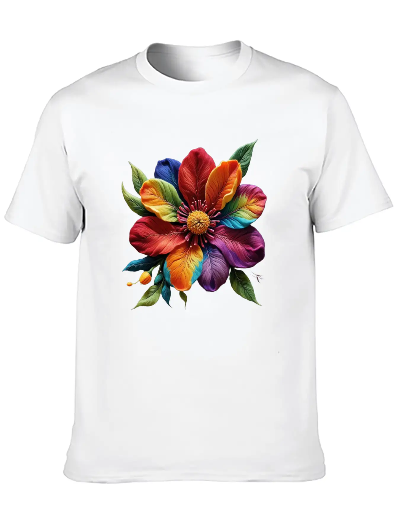 Vibrant Petals Masterpiece - Artistic Floral Modern Fit Casual T-Shirt ��� Clean And Versatile Design