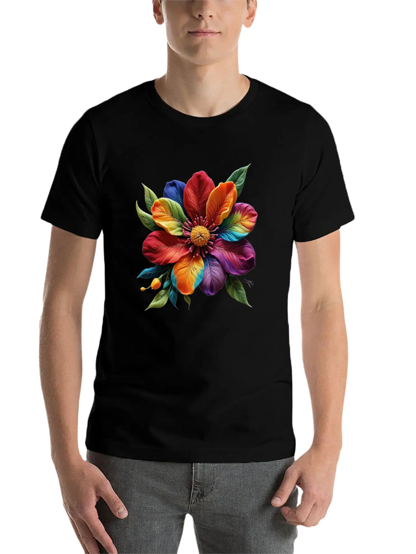 Vibrant Petals Masterpiece - Artistic Floral Modern Fit Casual T-Shirt ��� Clean And Versatile Design