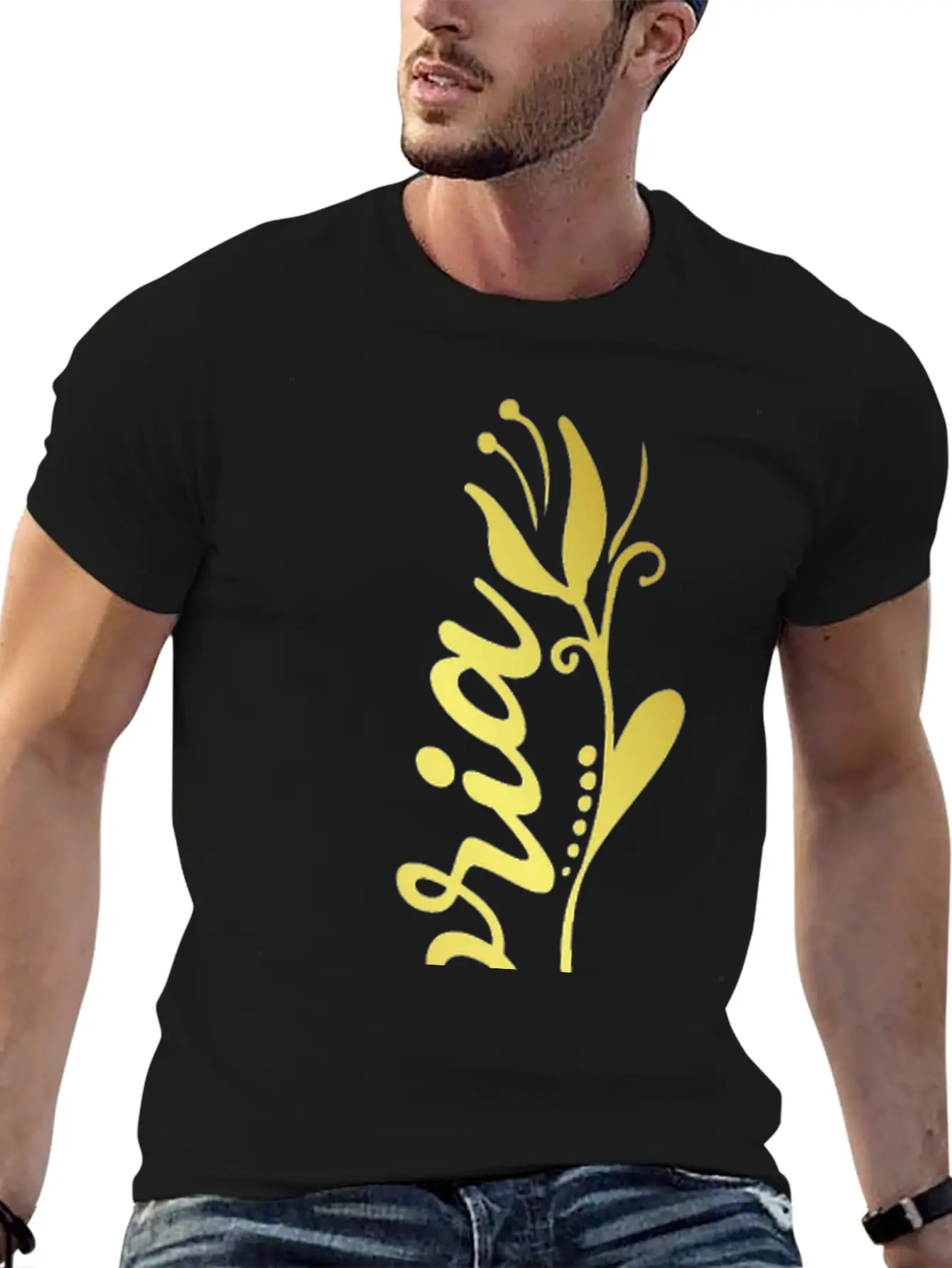 Victoria Name Faux Gold Tulip Flourish Lightweight Cotton T-Shirt – Daily Comfort Graphic Shirt