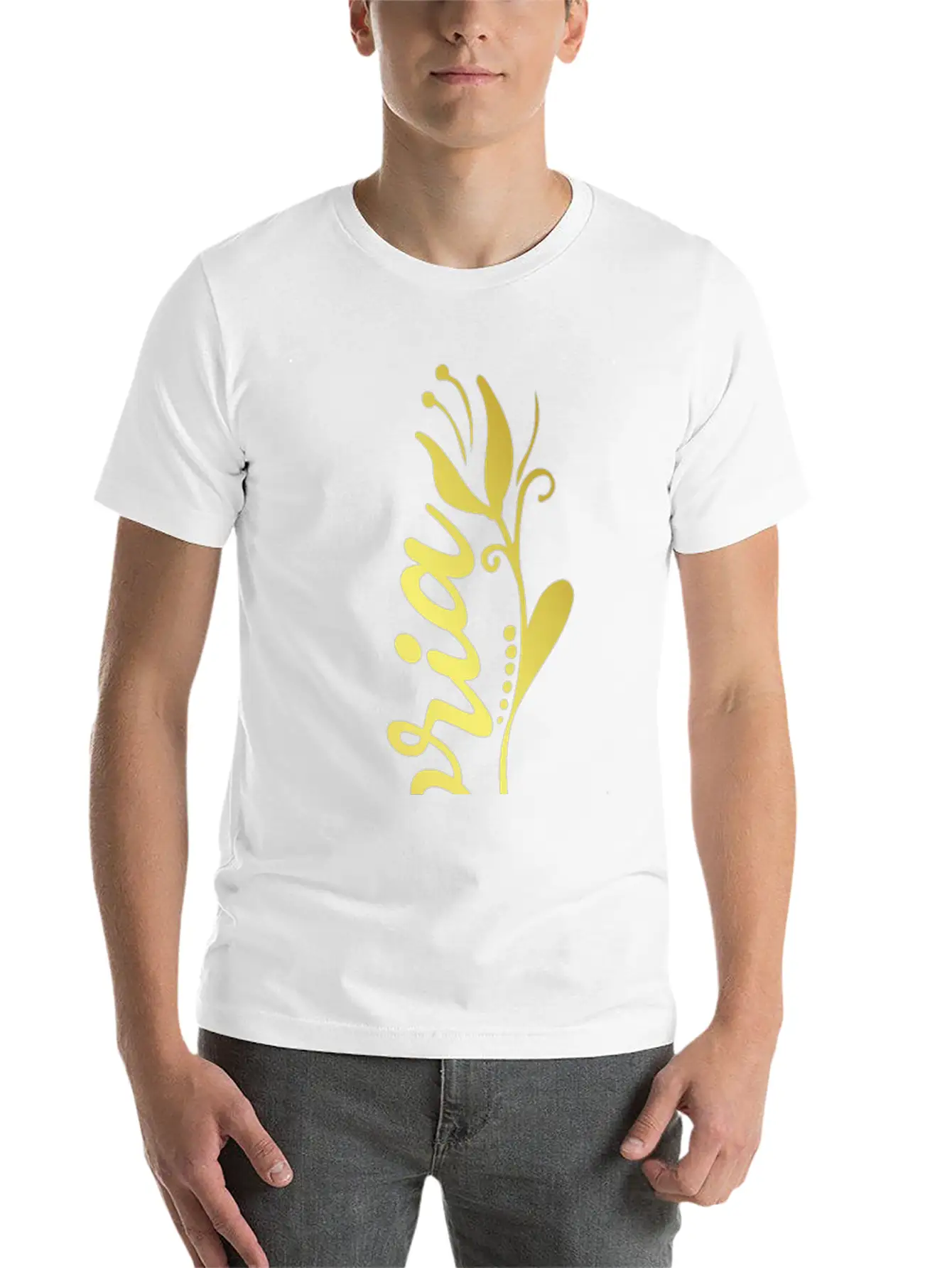 Victoria Name Faux Gold Tulip Flourish Lightweight Cotton T-Shirt – Daily Comfort Graphic Shirt