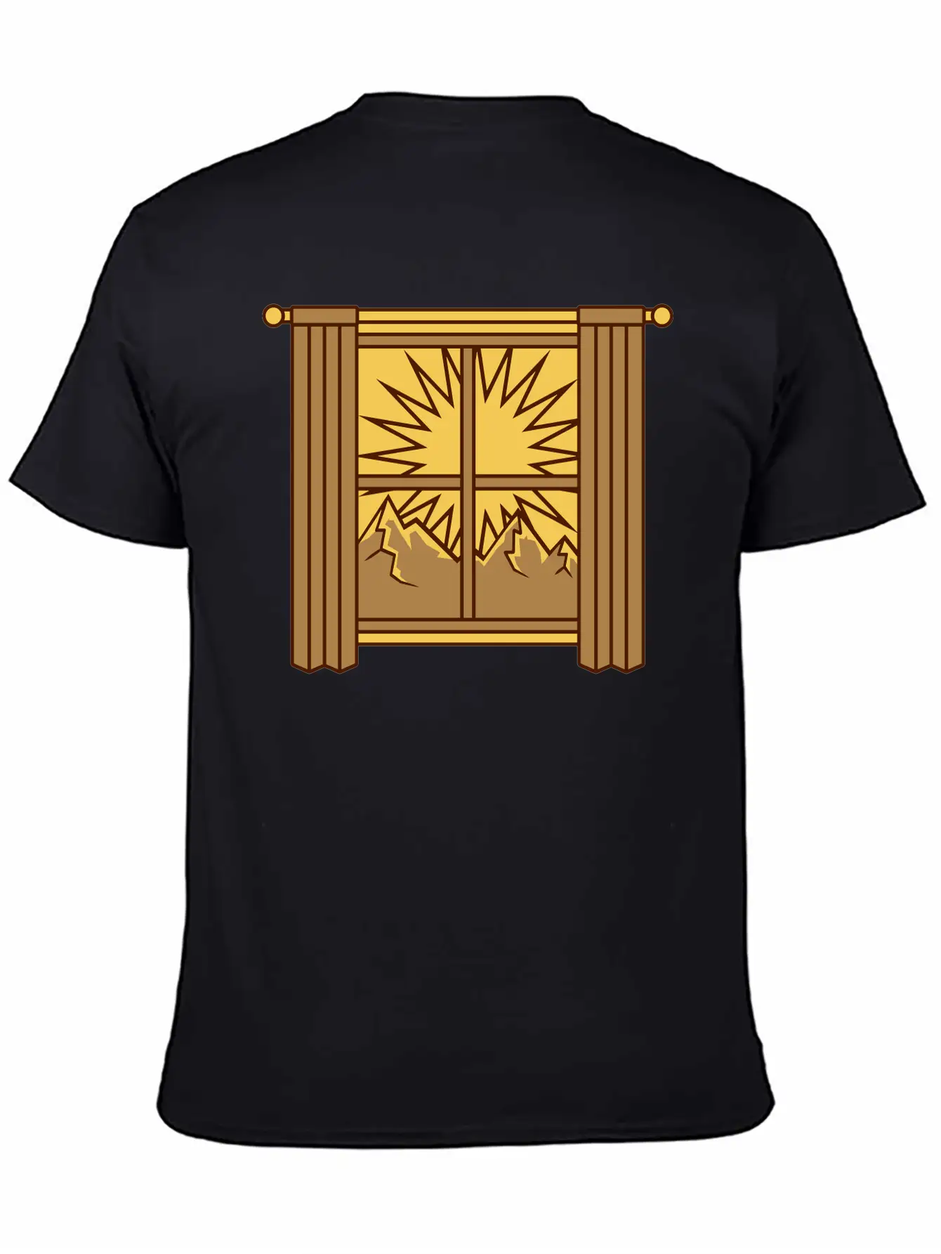 View Mountains Window Curtain Lightweight Cotton T-Shirt – Daily Comfort Graphic Shirt