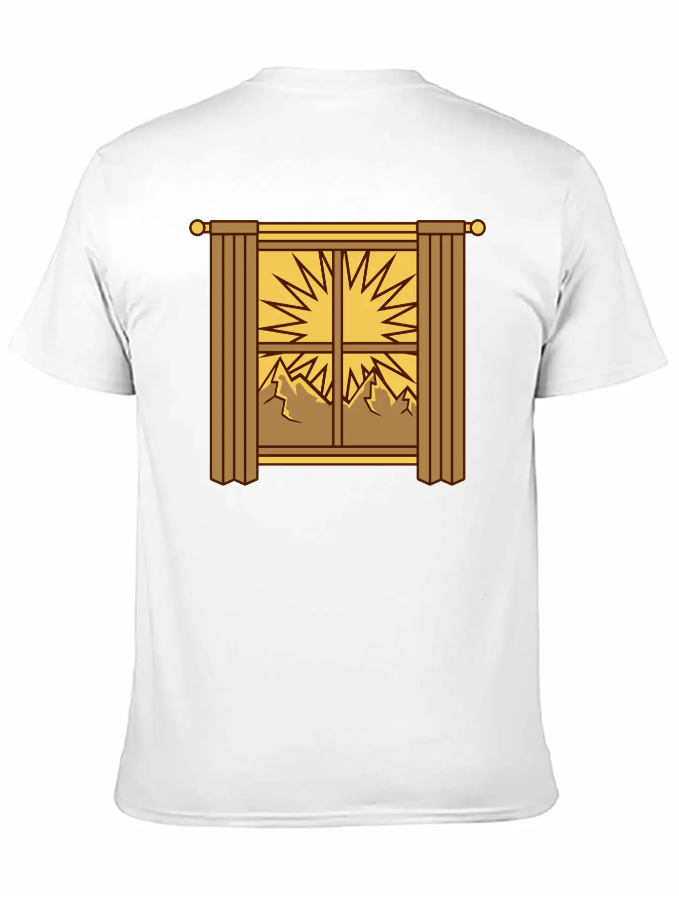 View Mountains Window Curtain Lightweight Cotton T-Shirt – Daily Comfort Graphic Shirt