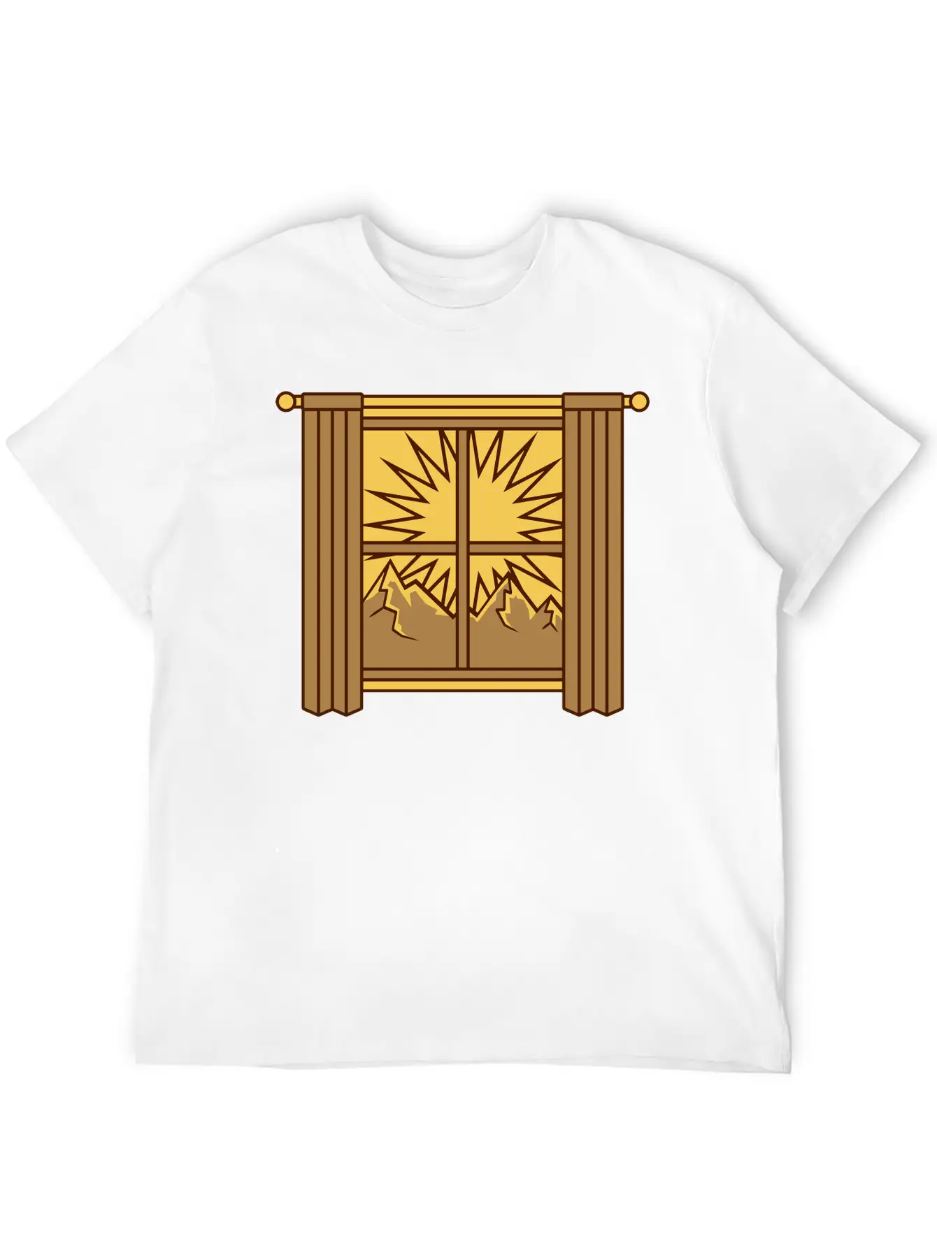 View Mountains Window Curtain Lightweight Cotton T-Shirt – Daily Comfort Graphic Shirt