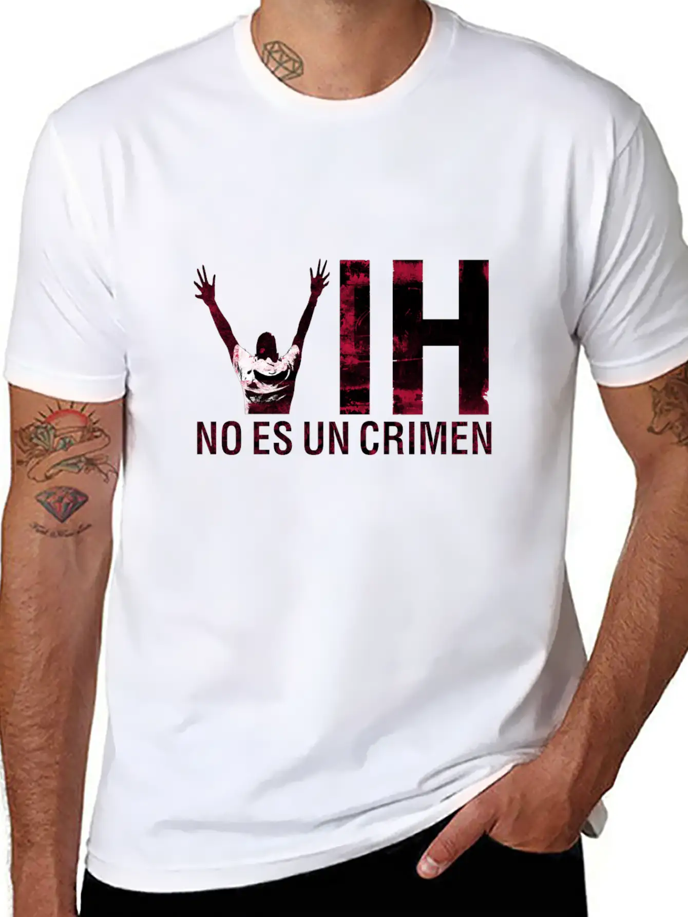 VIH No Es Un Crimen HIV Is Not A Crime Lightweight Cotton T-Shirt – Daily Comfort Graphic Shirt