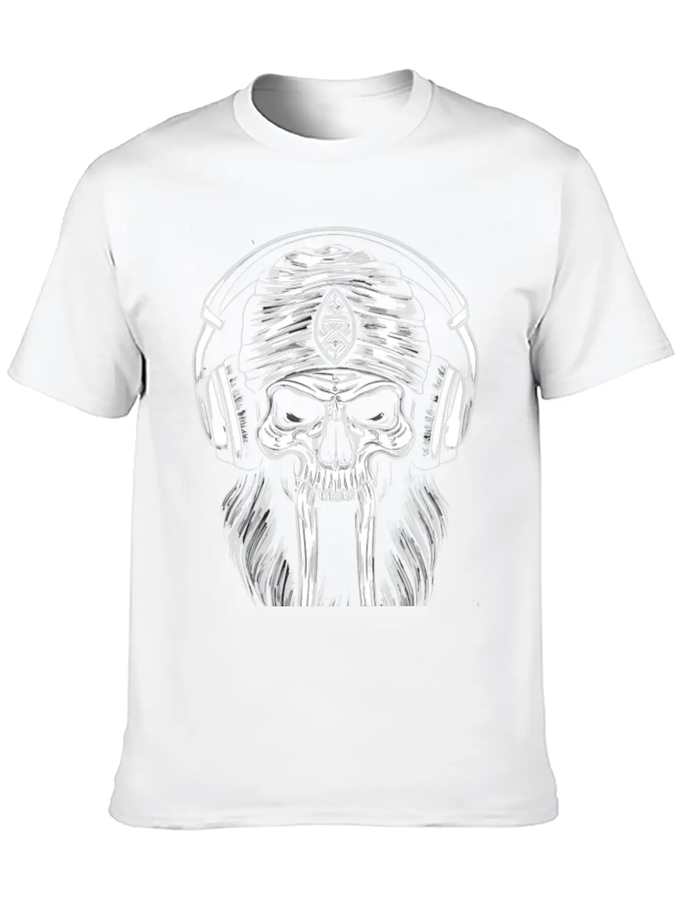 Viking Vintage Skull Beard With Headphone Basic Graphic T-Shirt – Daily Comfort In Soft Cotton